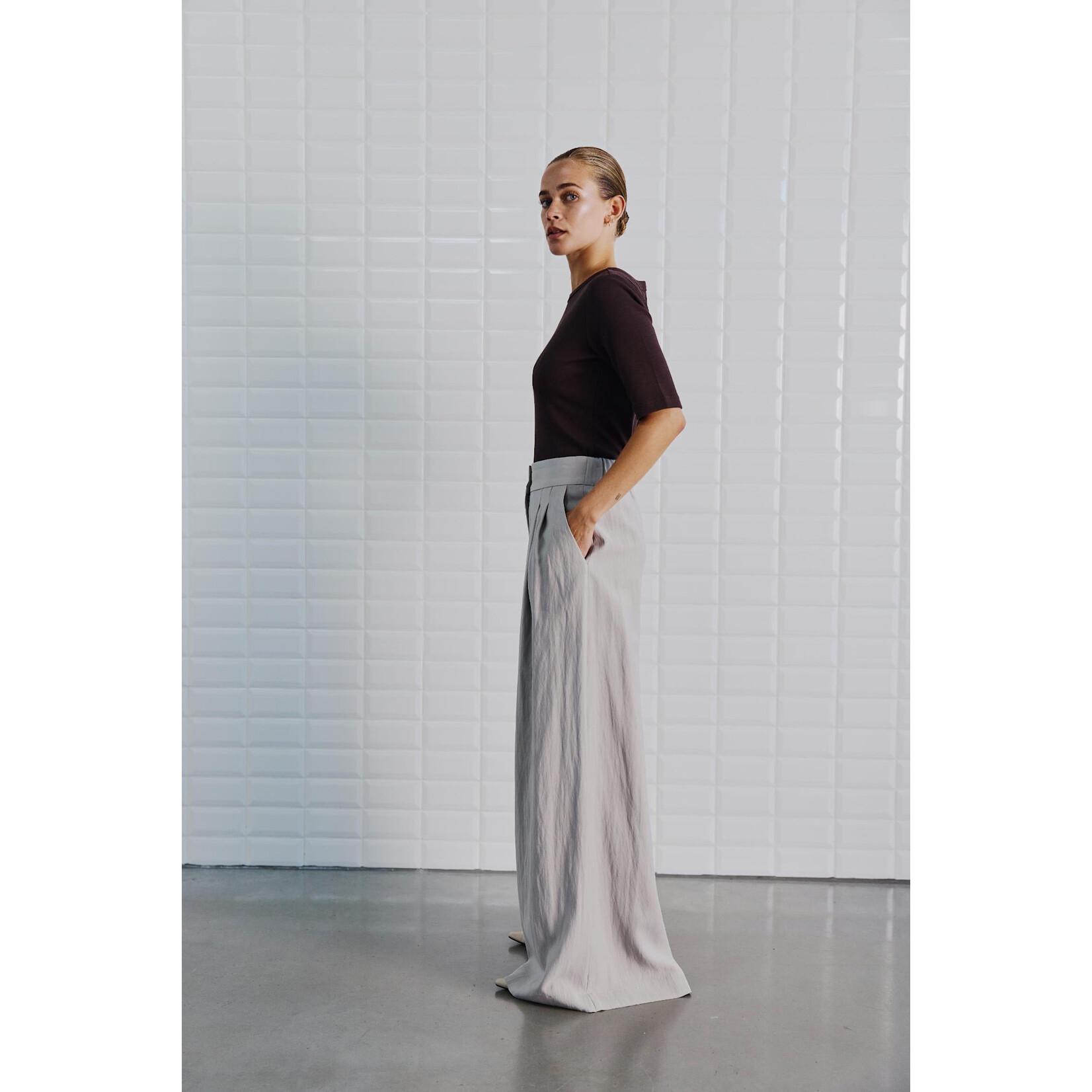 With Black Withblack Maritsa HW wijde broek grijs