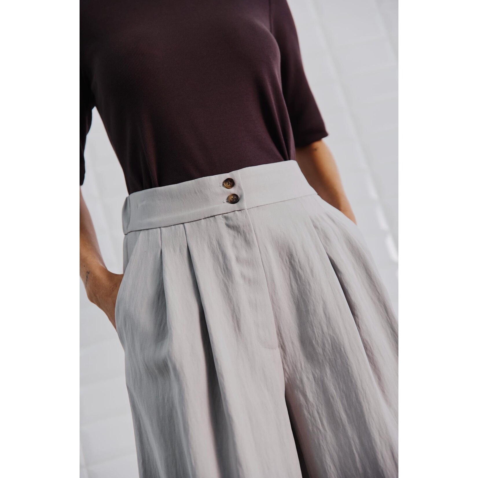 With Black Withblack Maritsa HW wijde broek grijs