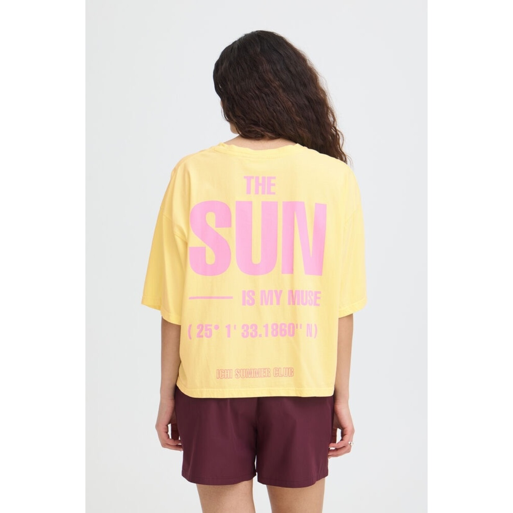 ICHI Ihnica oversized t-shirt geel