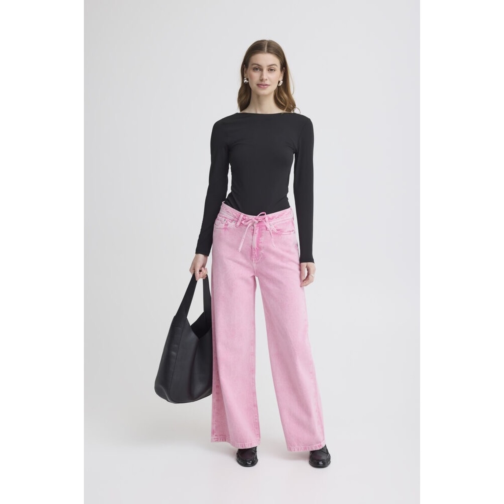 ICHI Ihmijalla denim broek wijd roze