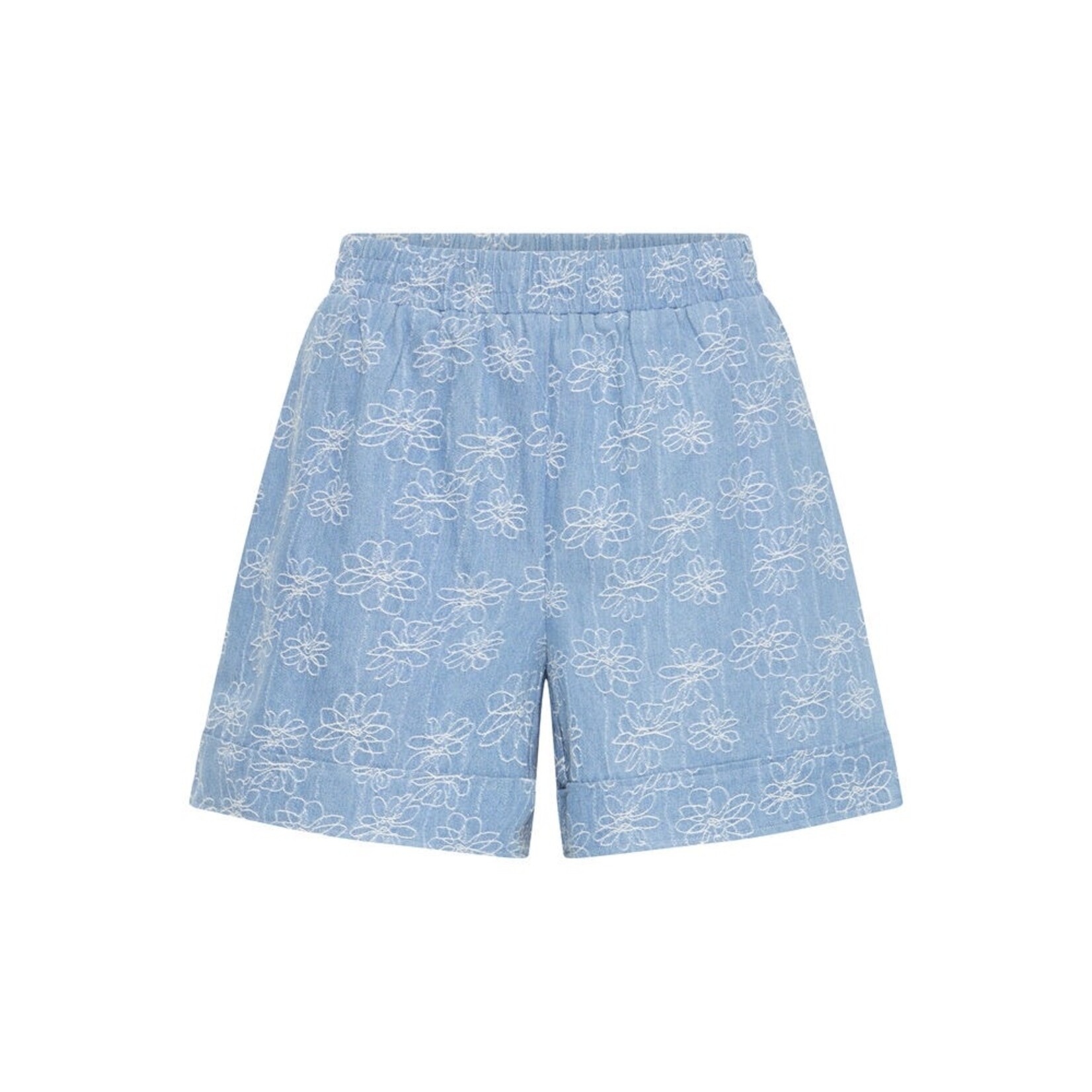 ICHI Ihodette short denim blauw