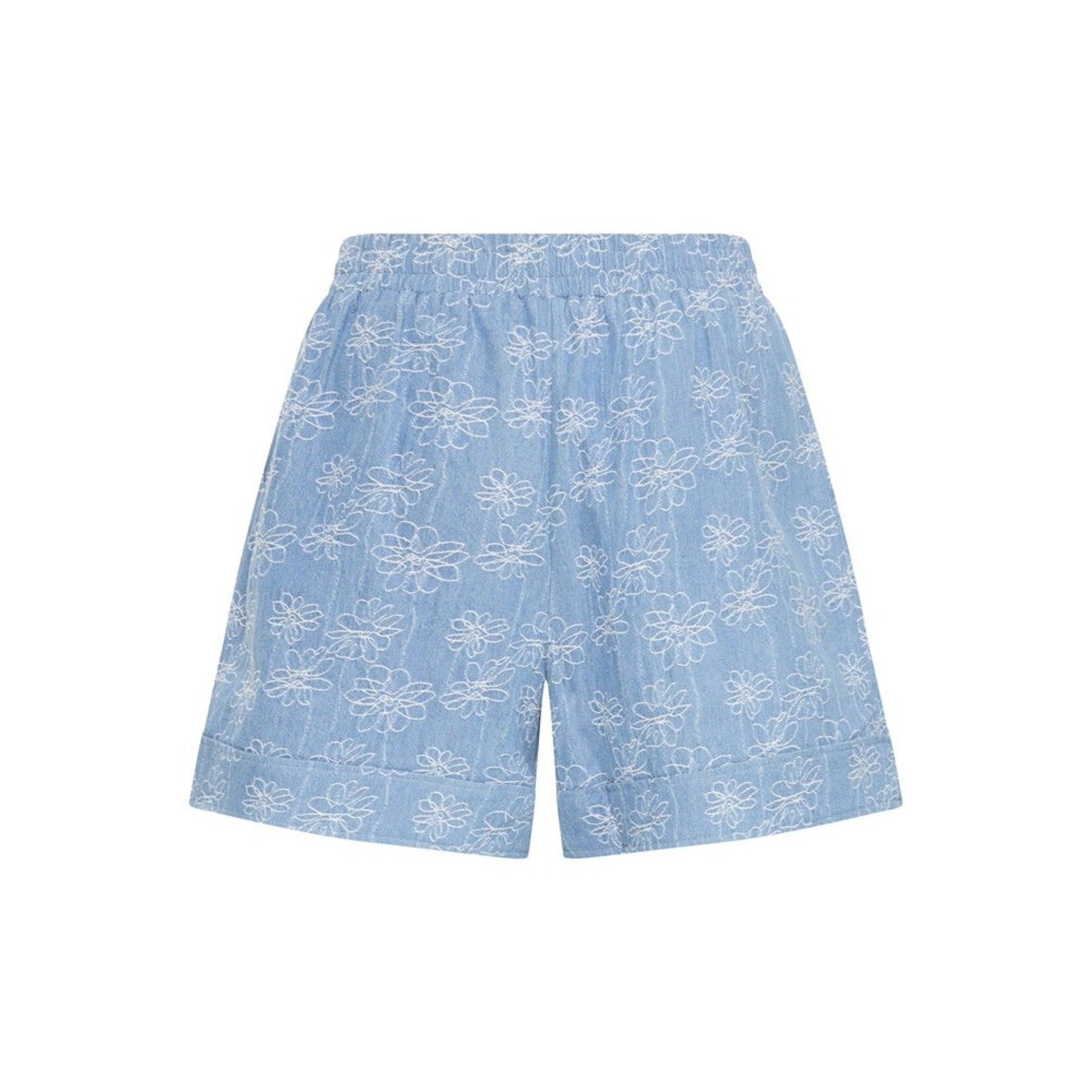 ICHI Ihodette short denim blauw