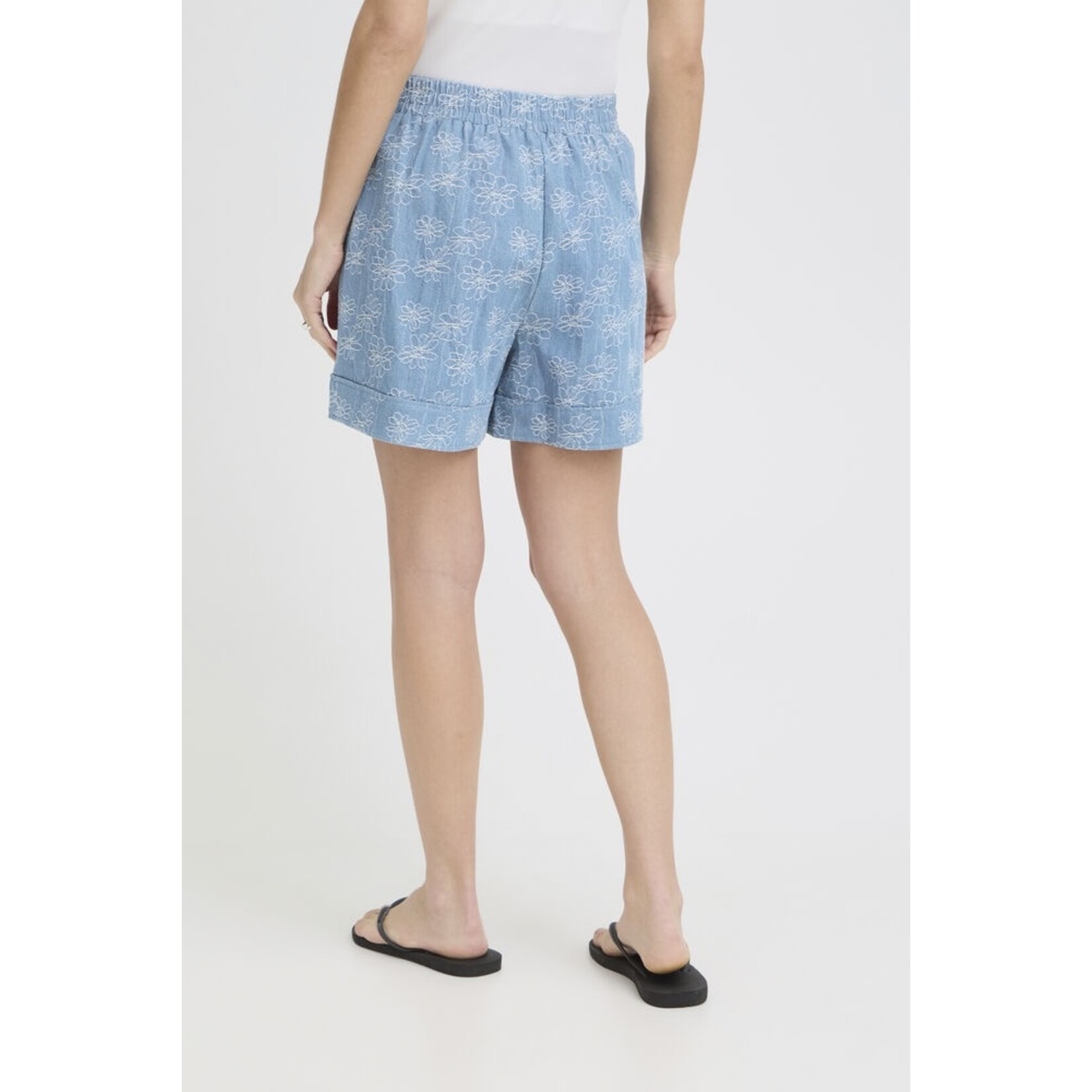 ICHI Ihodette short denim blauw