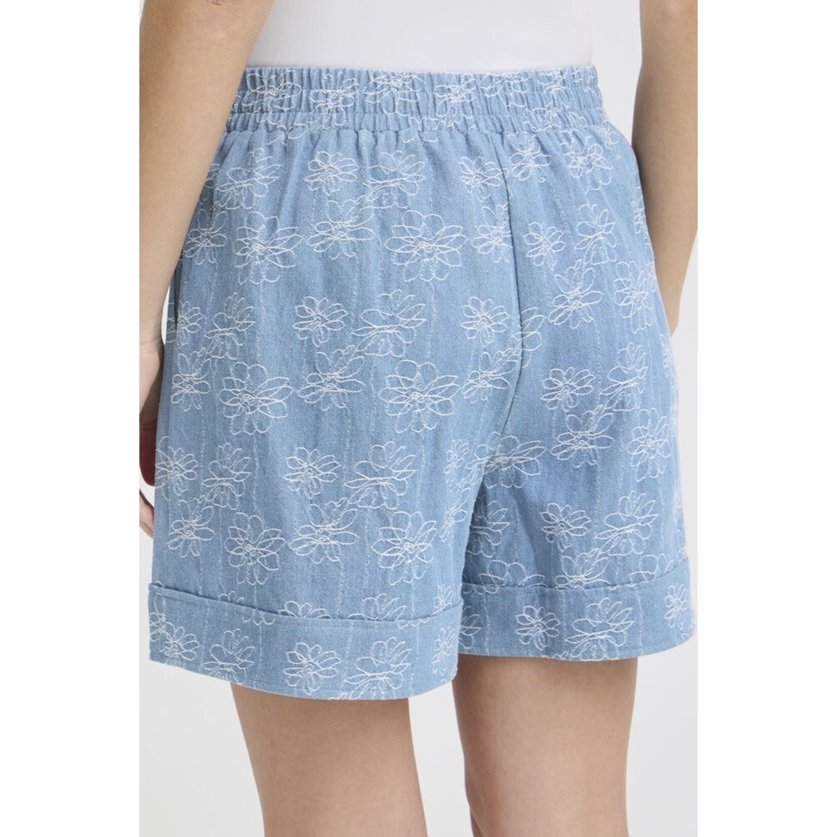 ICHI Ihodette short denim blauw