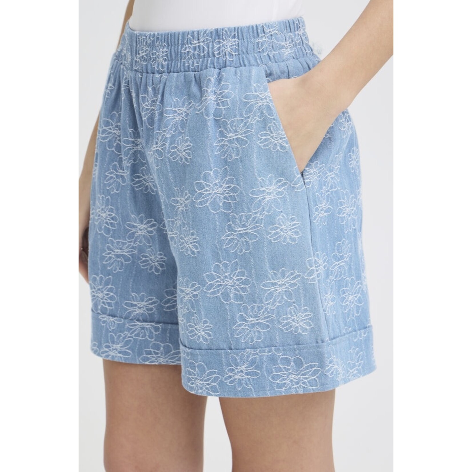 ICHI Ihodette short denim blauw