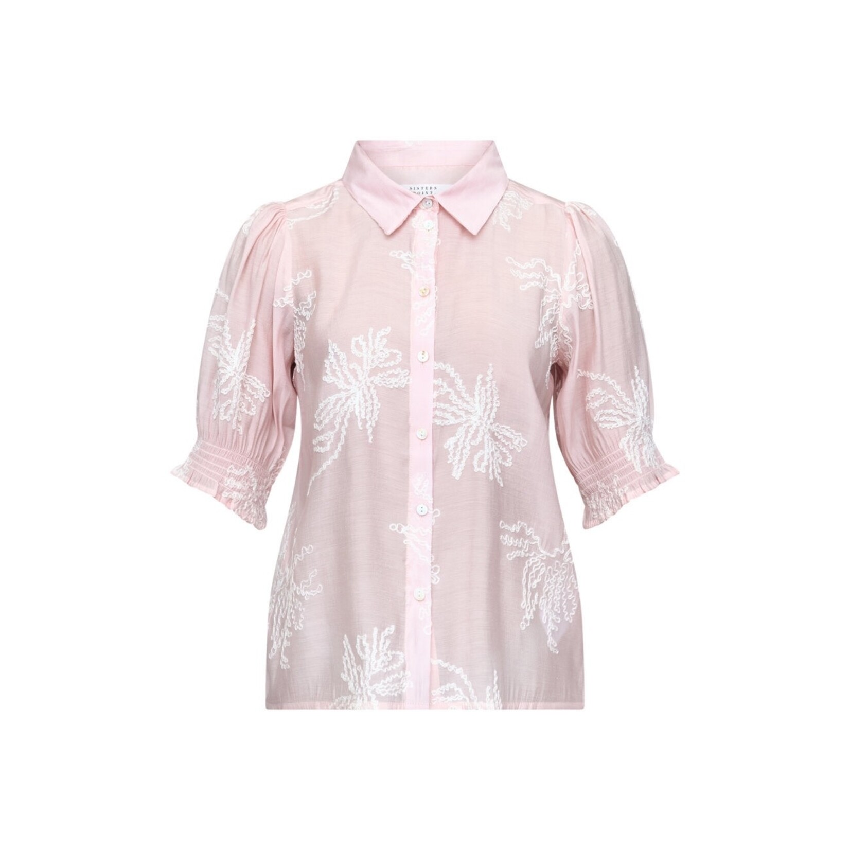 Sisters Point blouse Isola roze geborduurd