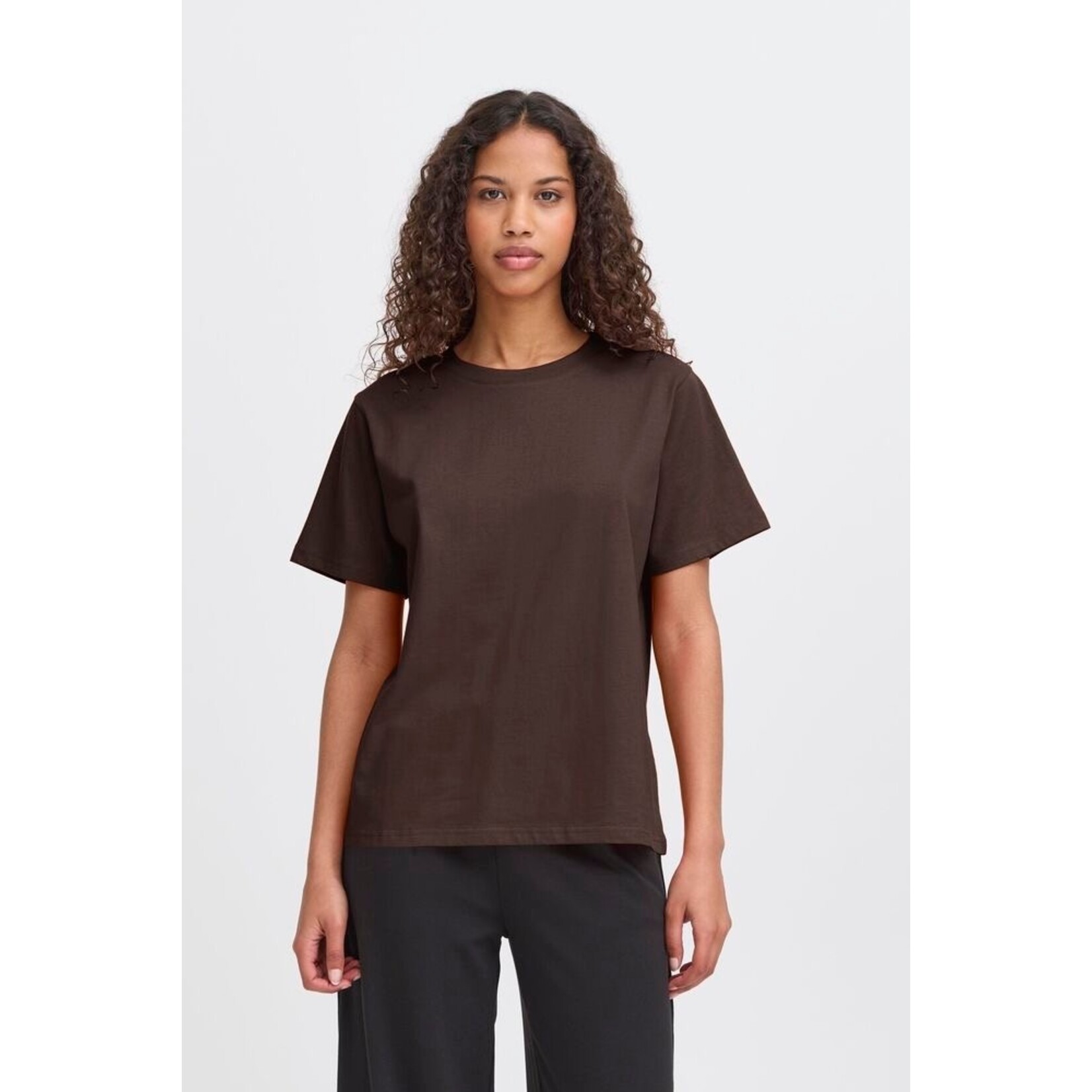 ICHI Ihpalmer basic tshirt bruin