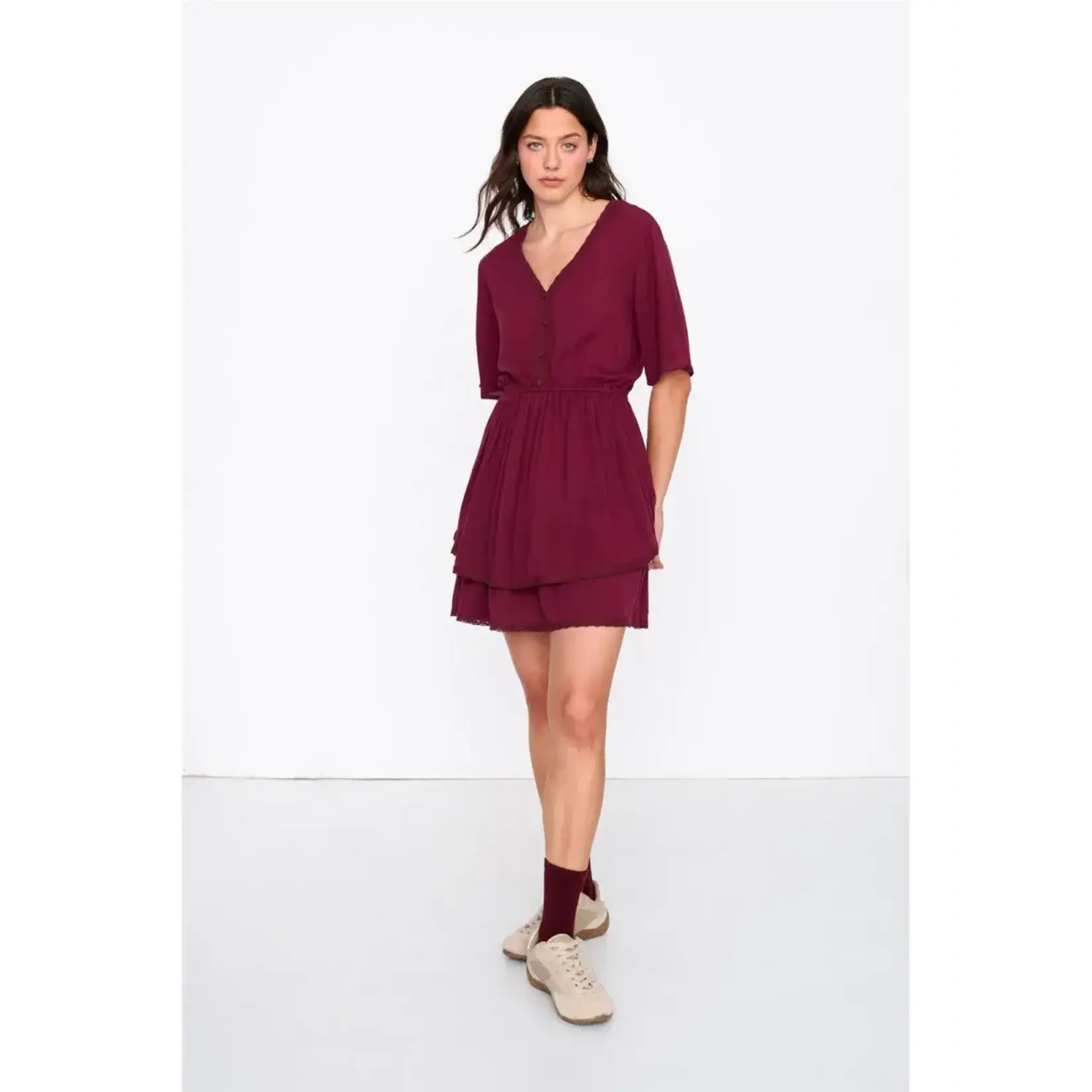 24Colours 24Colours jurk Fenna Bordeaux