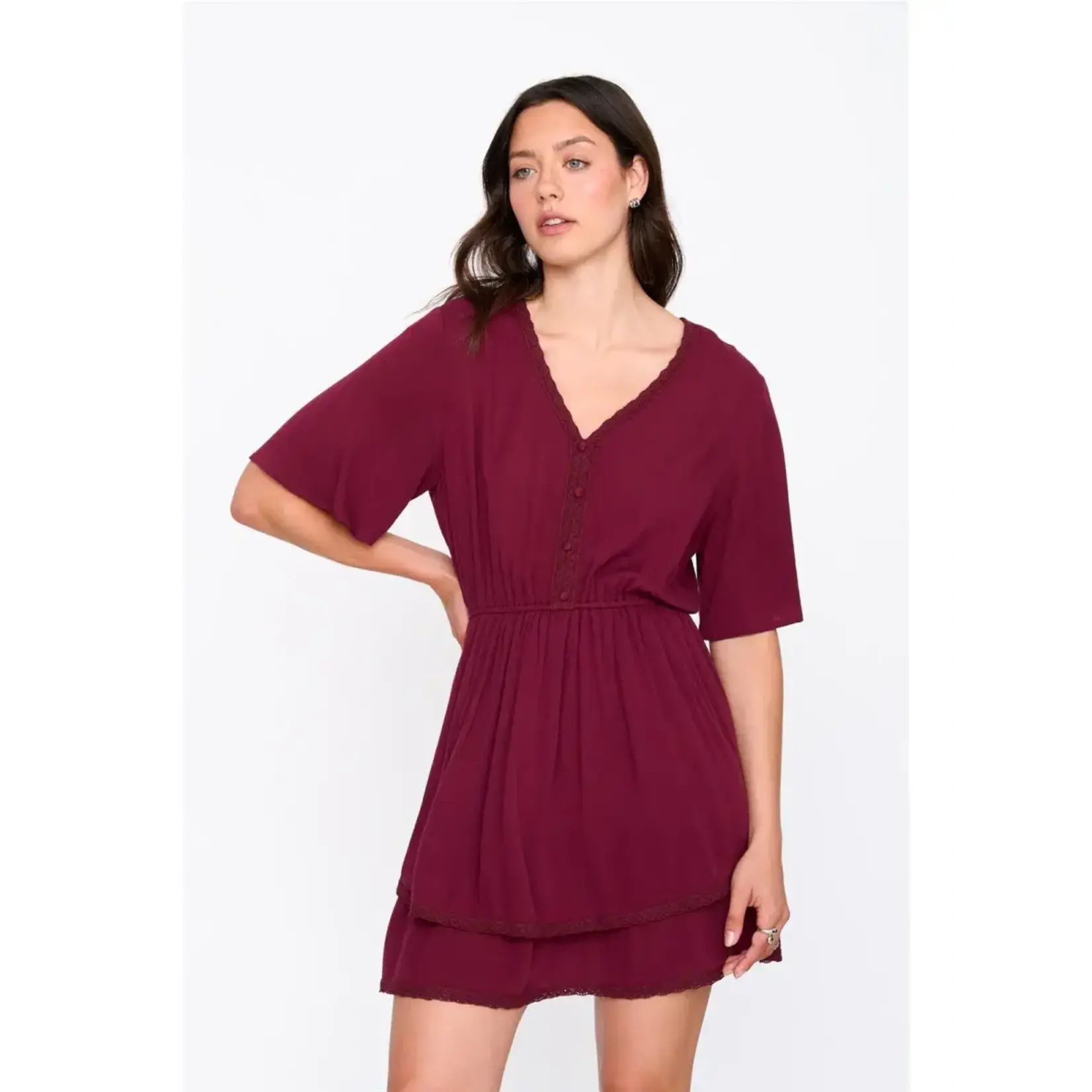 24Colours 24Colours jurk Fenna Bordeaux