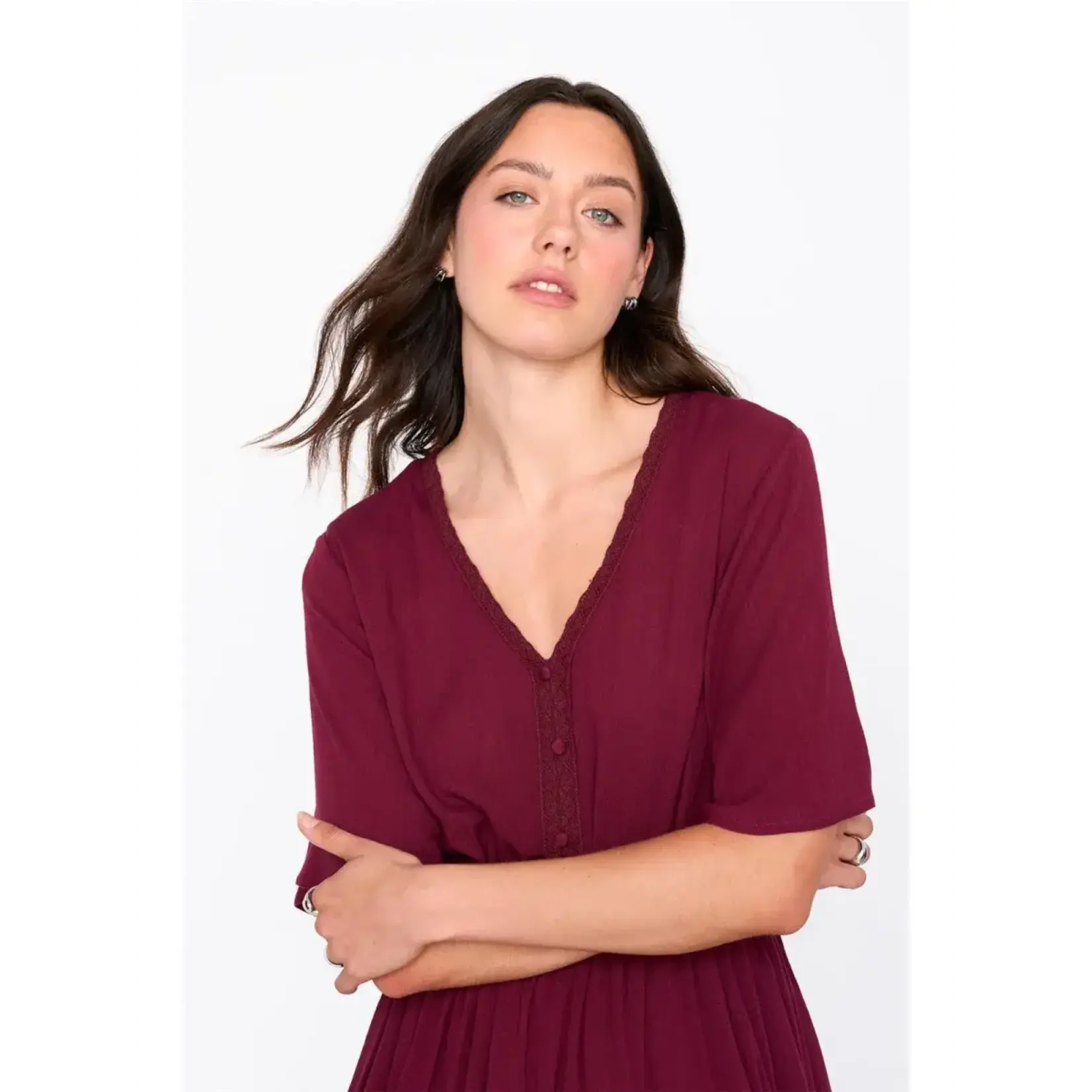 24Colours 24Colours jurk Fenna Bordeaux