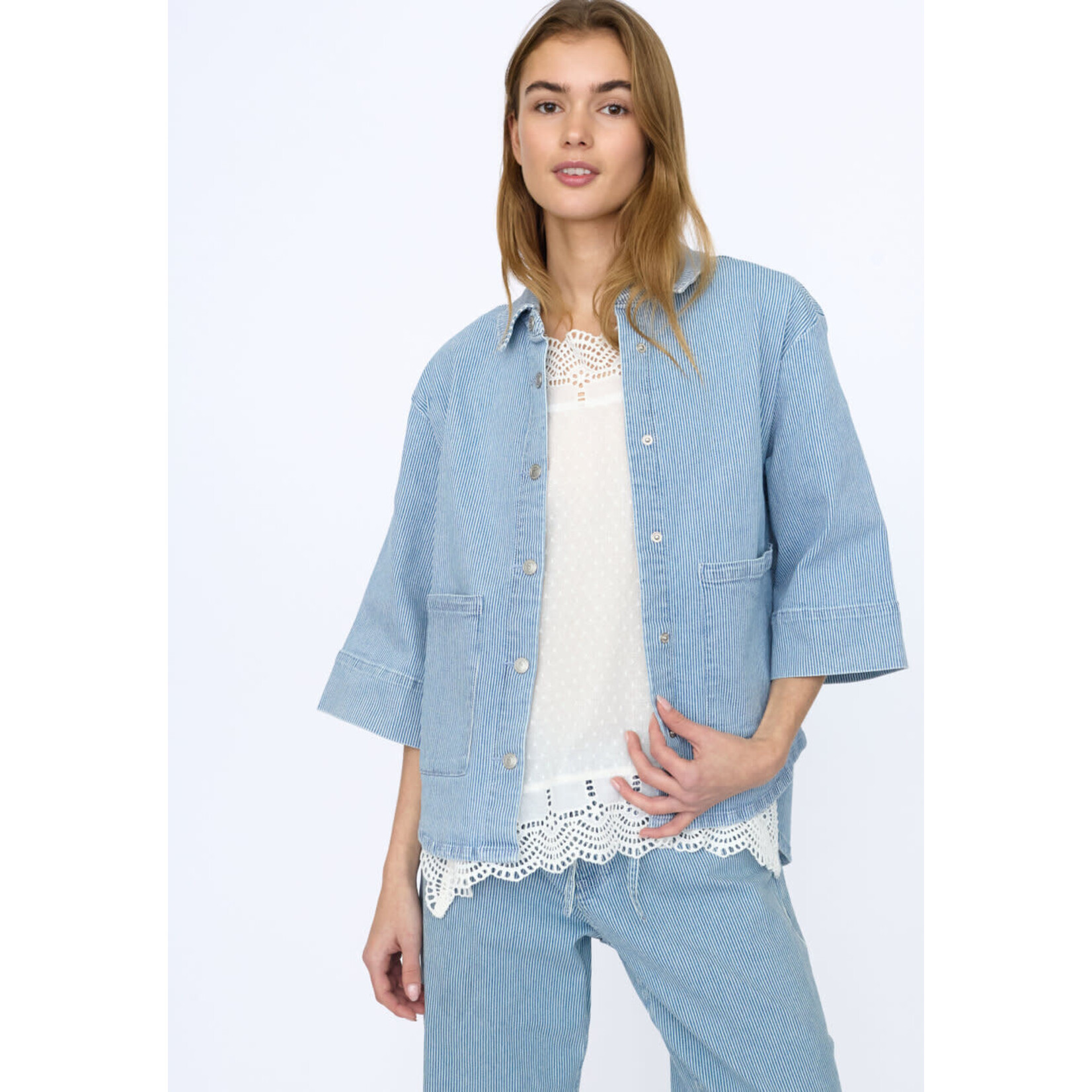 Sisters Point spijkerjasje Olea denim streep