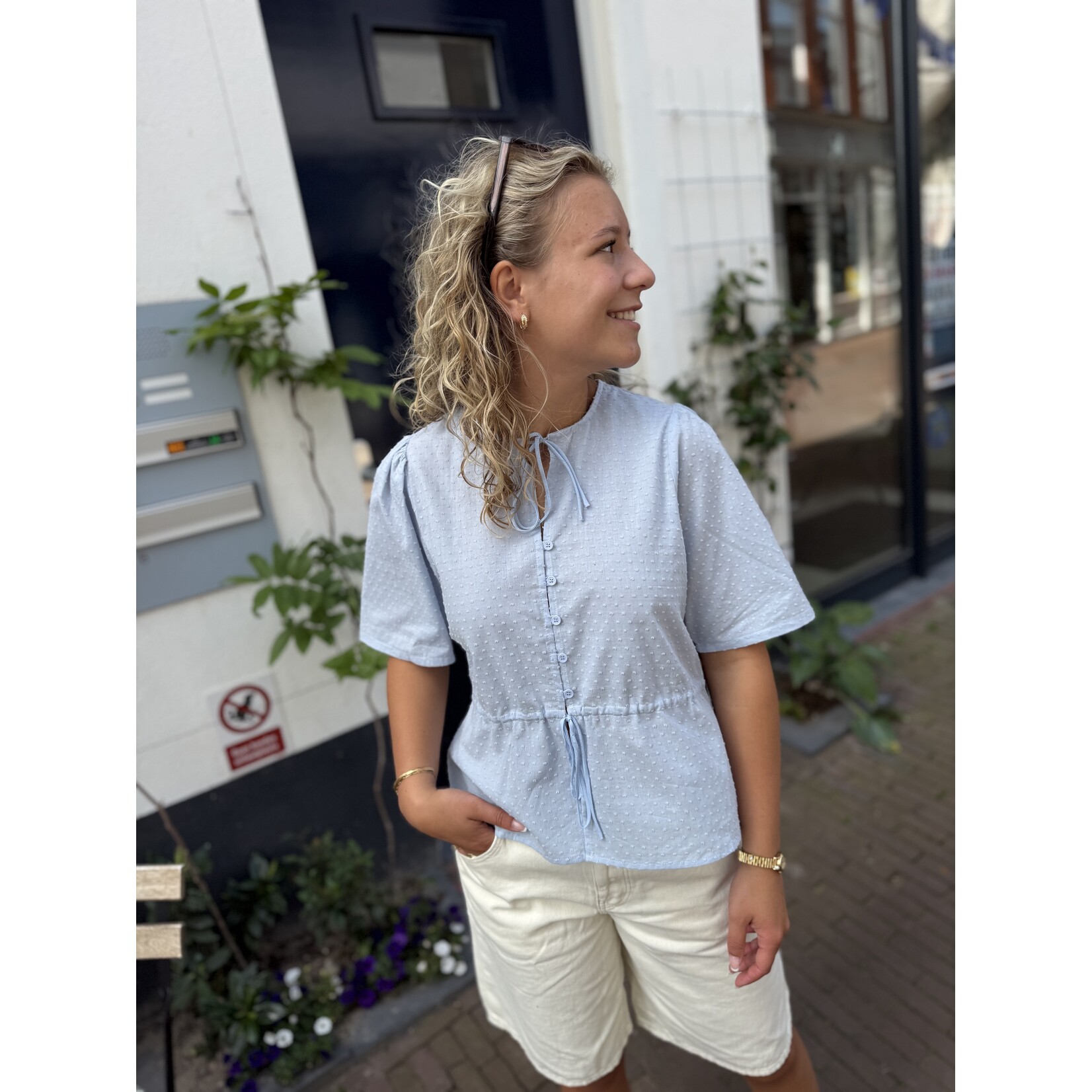 24Colours 24Colours blouse Nora strik blauw