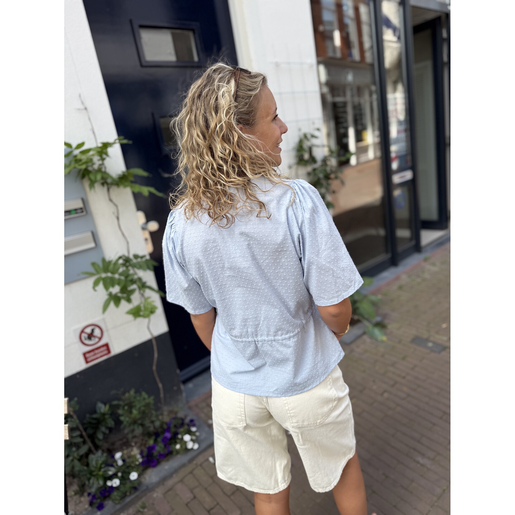 24Colours 24Colours blouse Nora strik blauw