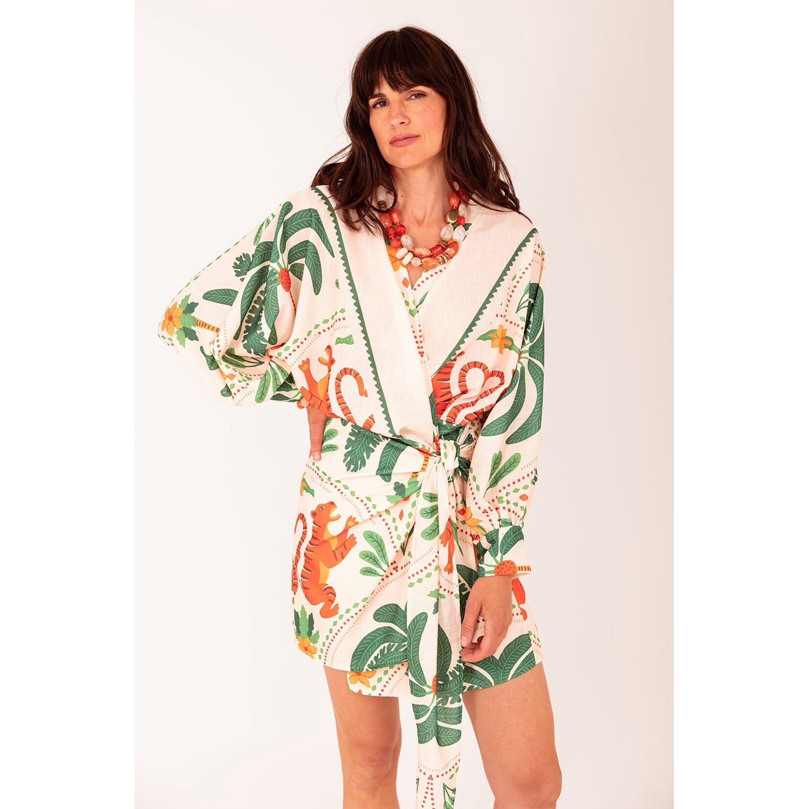 Jurk print Selma beige