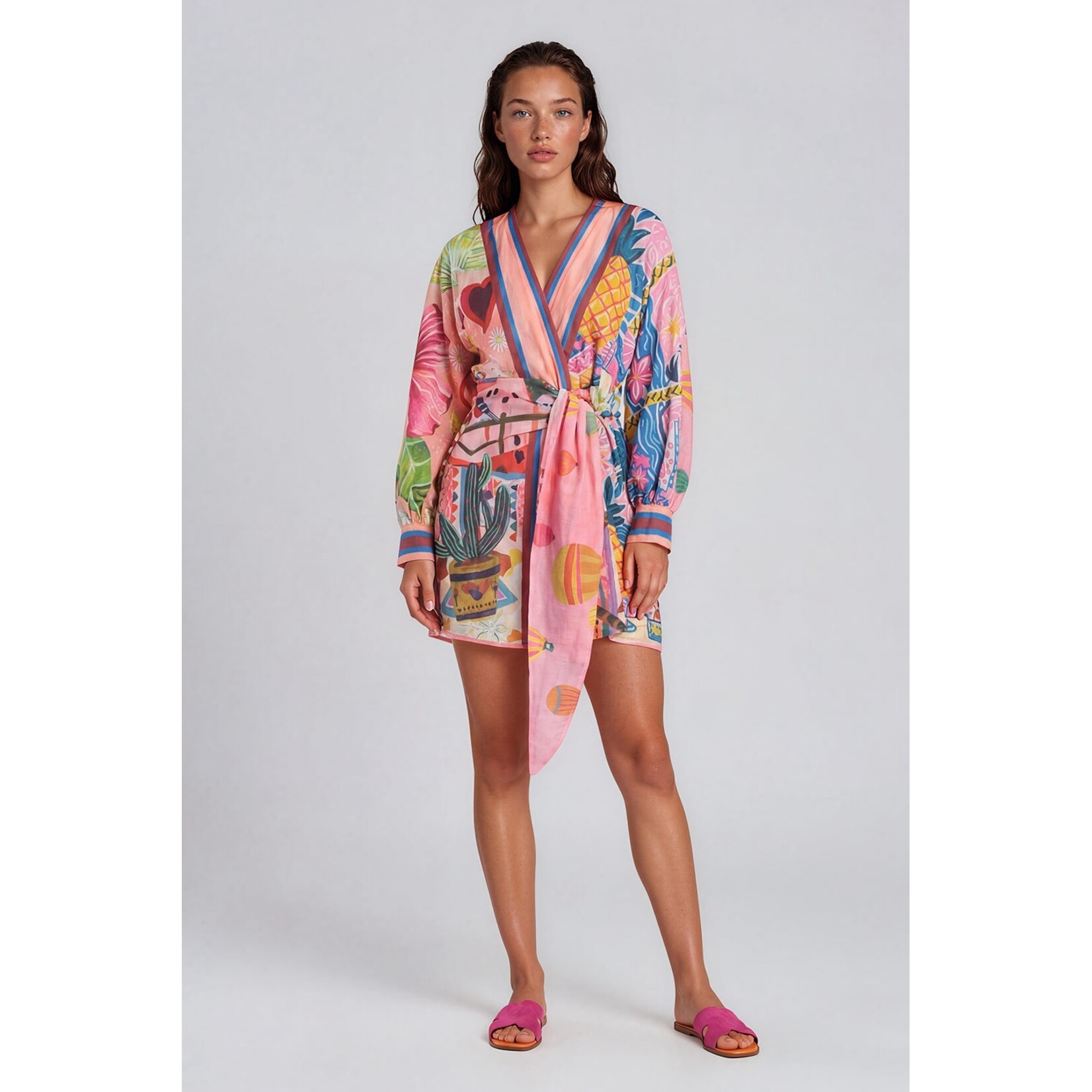 Jurk print Selma roze