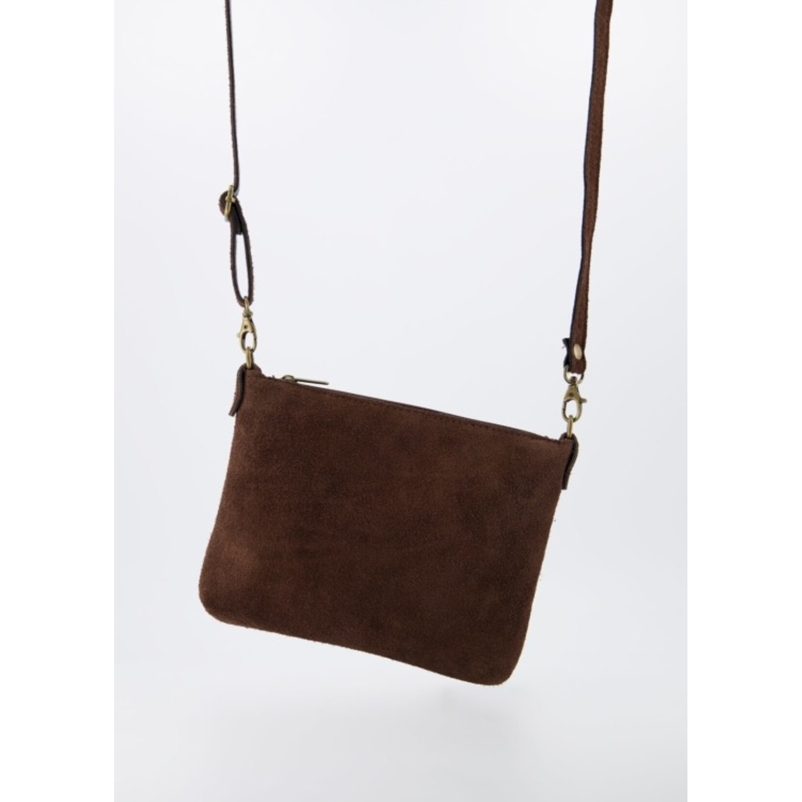Suede Crossbody tas Ariel Donker bruin
