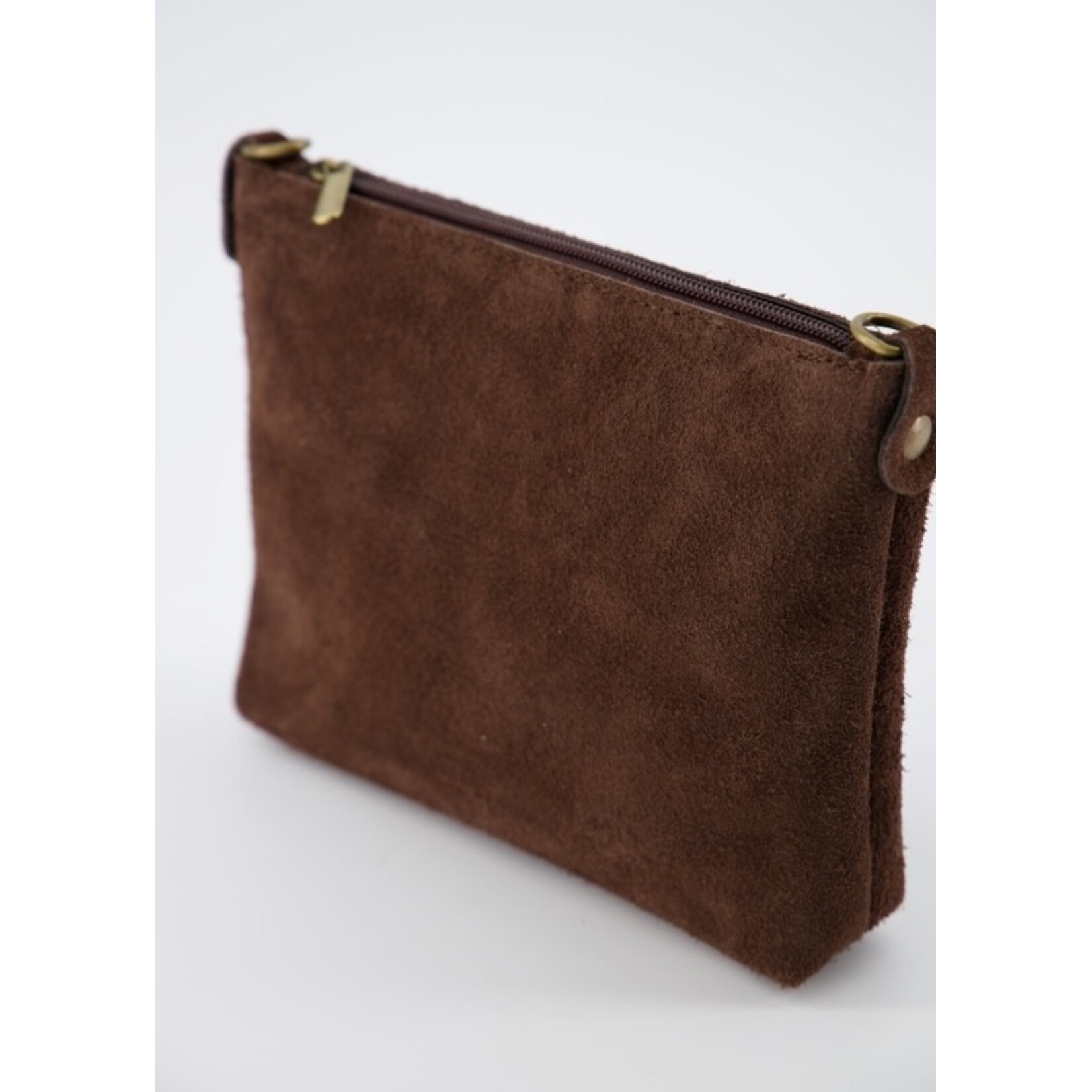 Suede Crossbody tas Ariel Donker bruin