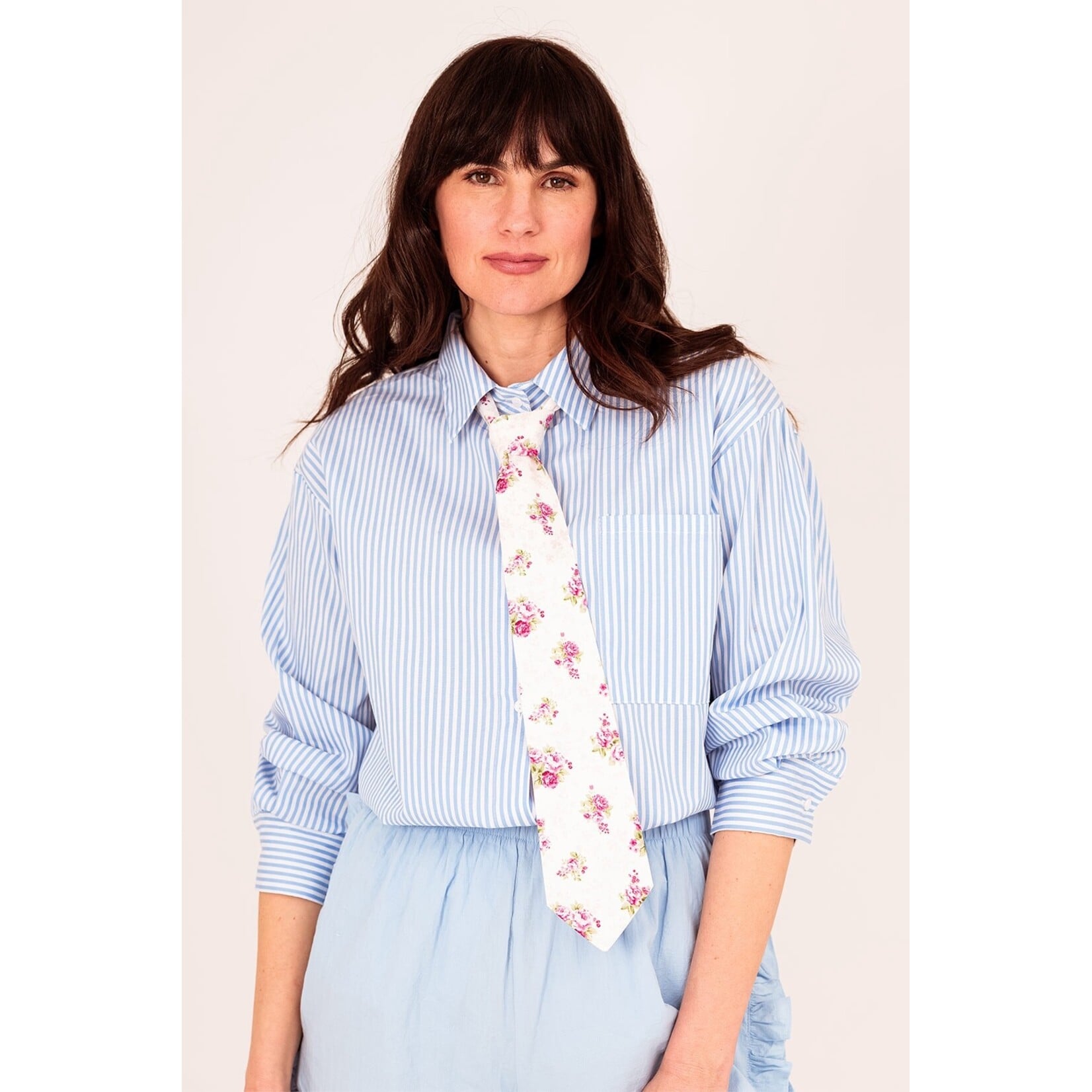 Oversized streep blouse Lilly blauw