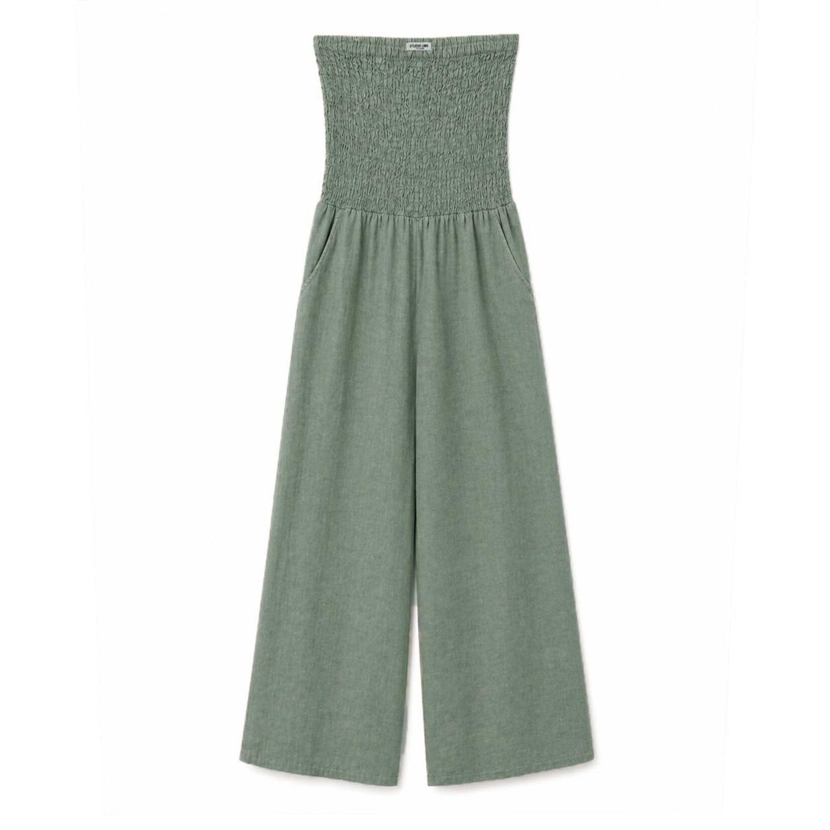 Jumpsuit linnen Sara army groen
