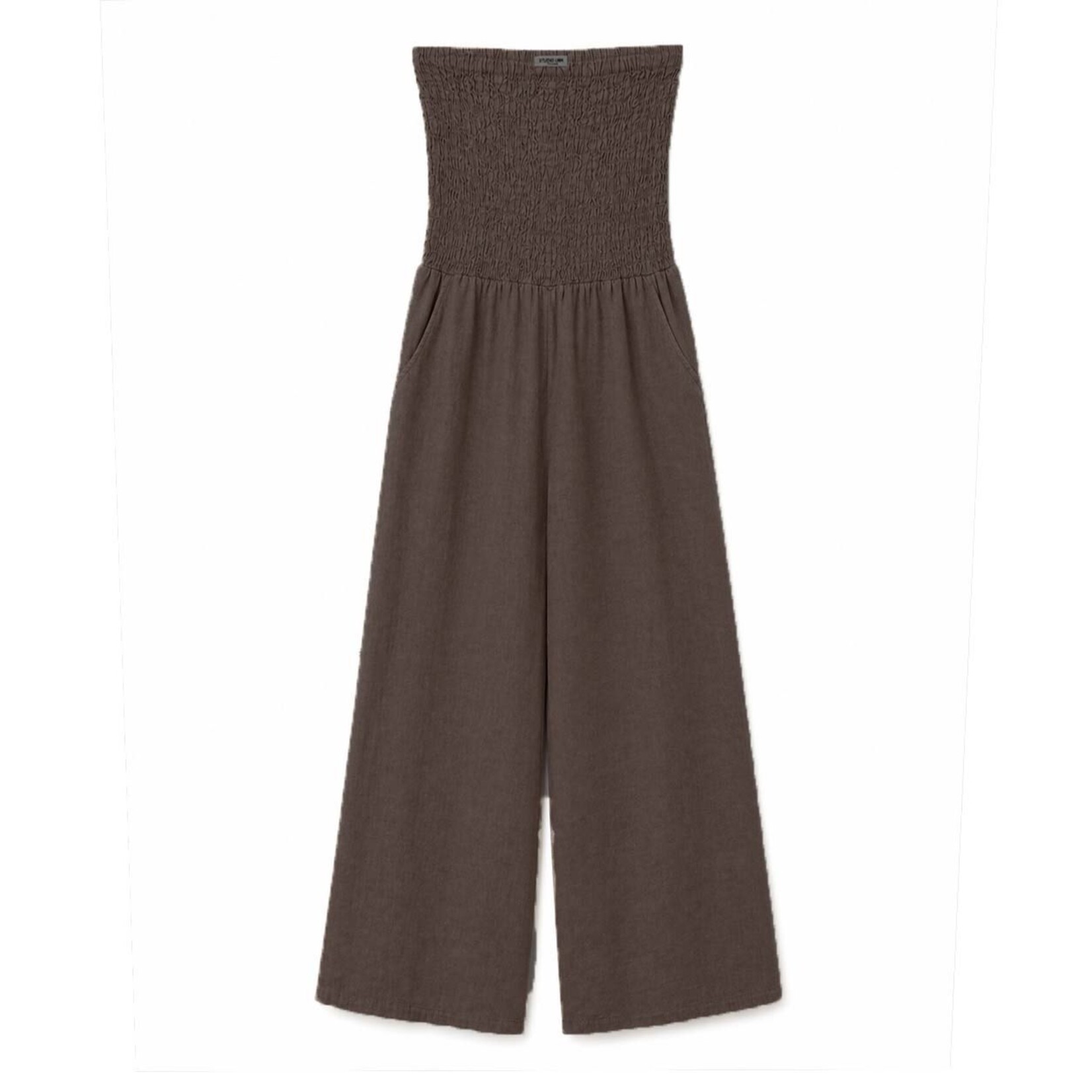 Jumpsuit linnen Sara chocolade bruin