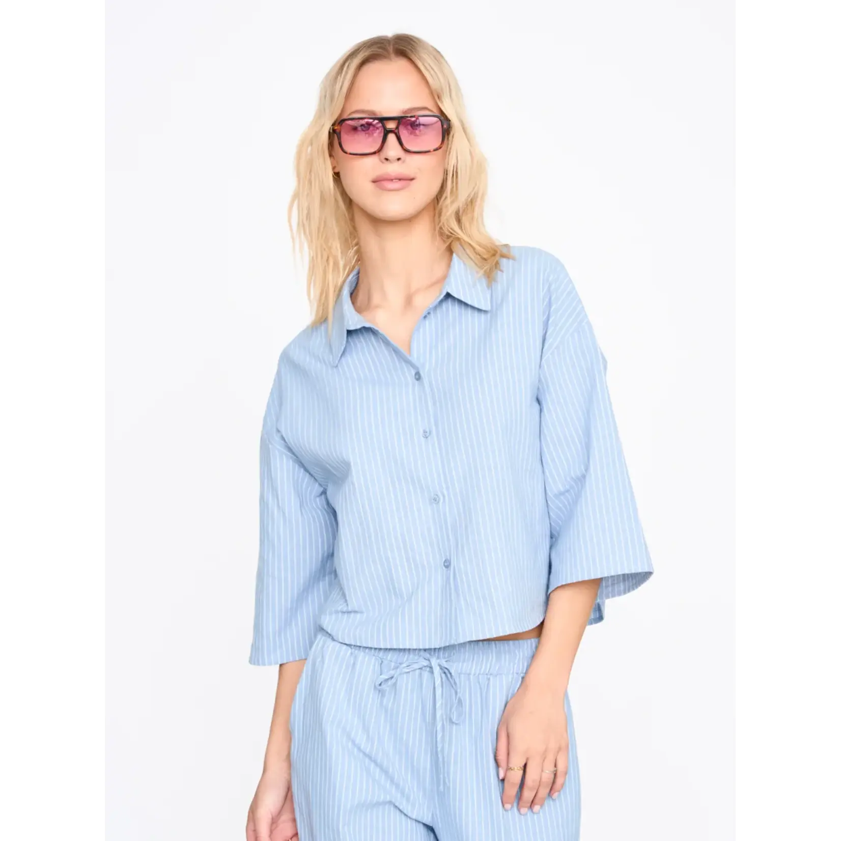 24Colours 24Colours blouse Claire streep blauw