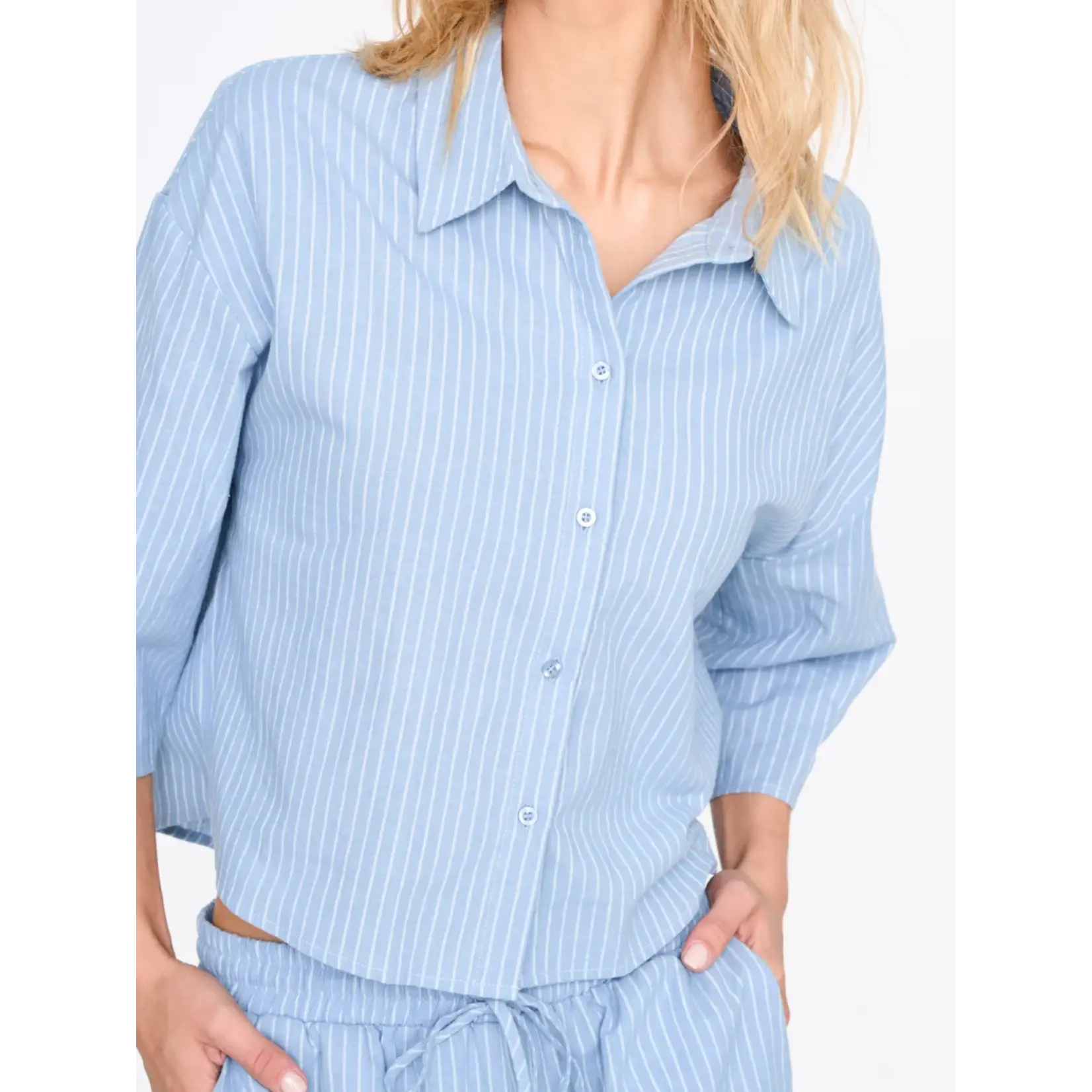 24Colours 24Colours blouse Claire streep blauw
