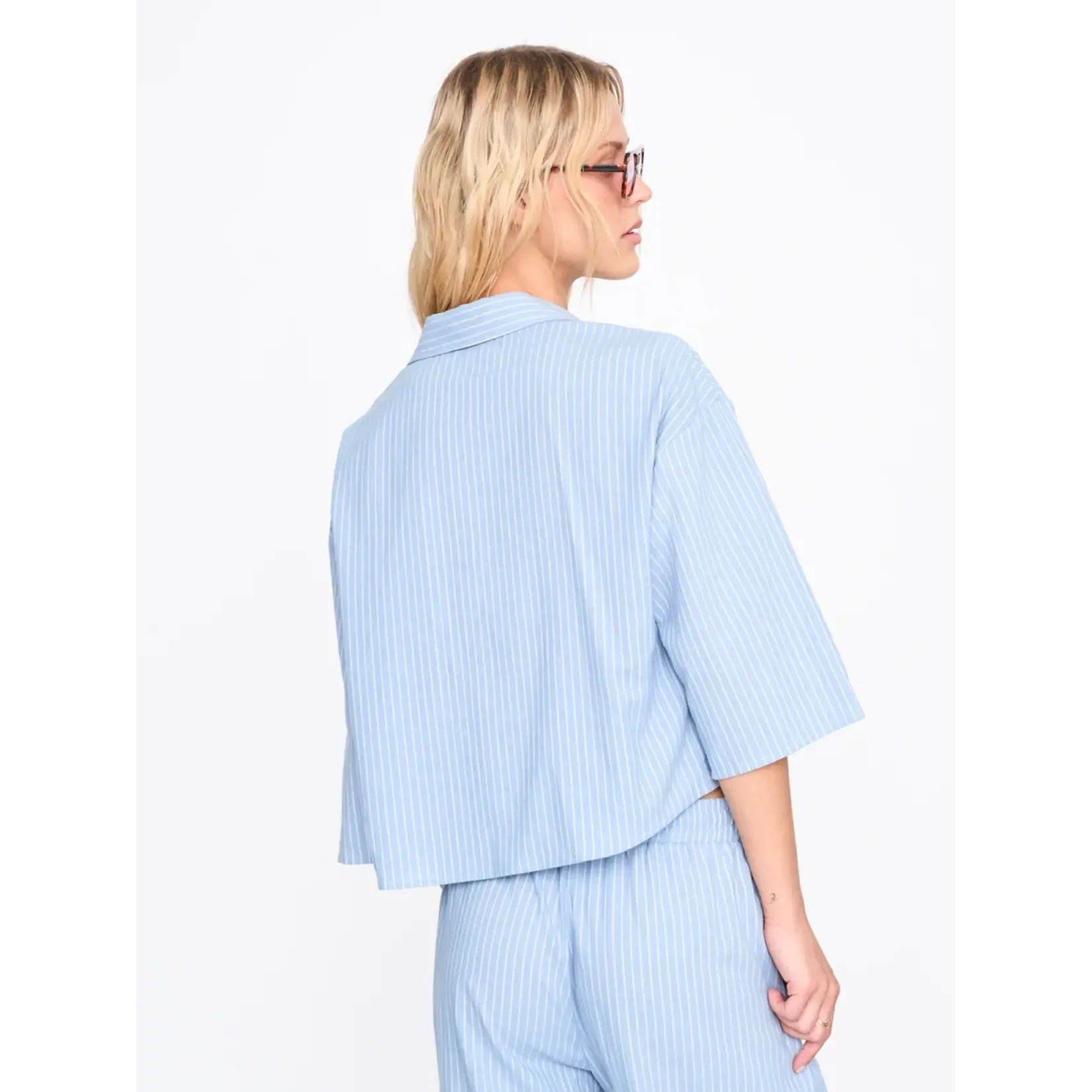 24Colours 24Colours blouse Claire streep blauw