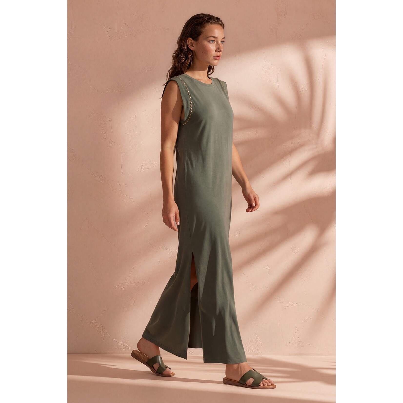 Lange jurk Ashley army groen