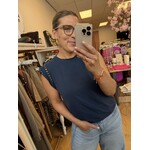 T-shirt Ashley studs navy blauw
