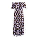 Maxi dress Daan print bruin/blauw