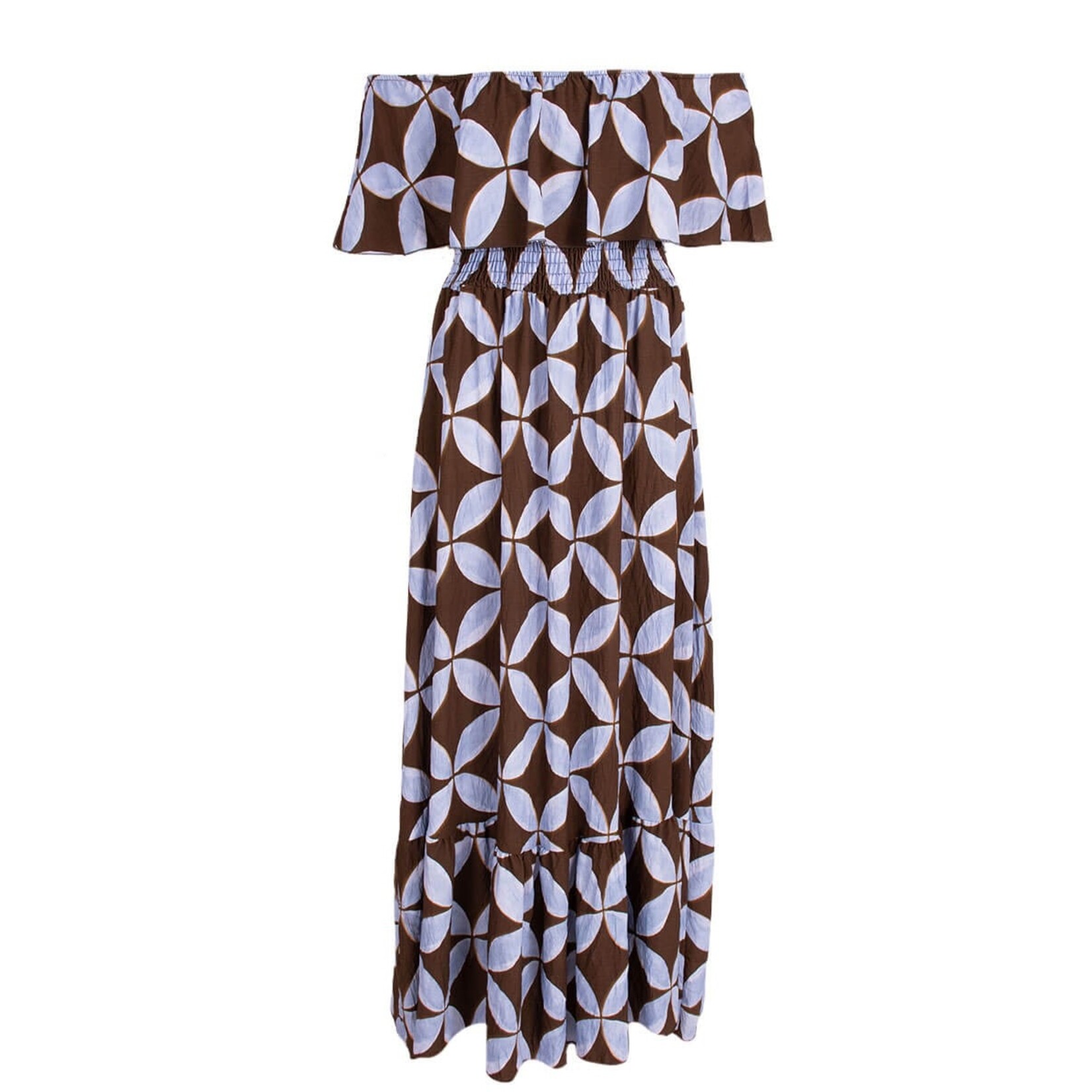 Maxi dress Daan print bruin/blauw