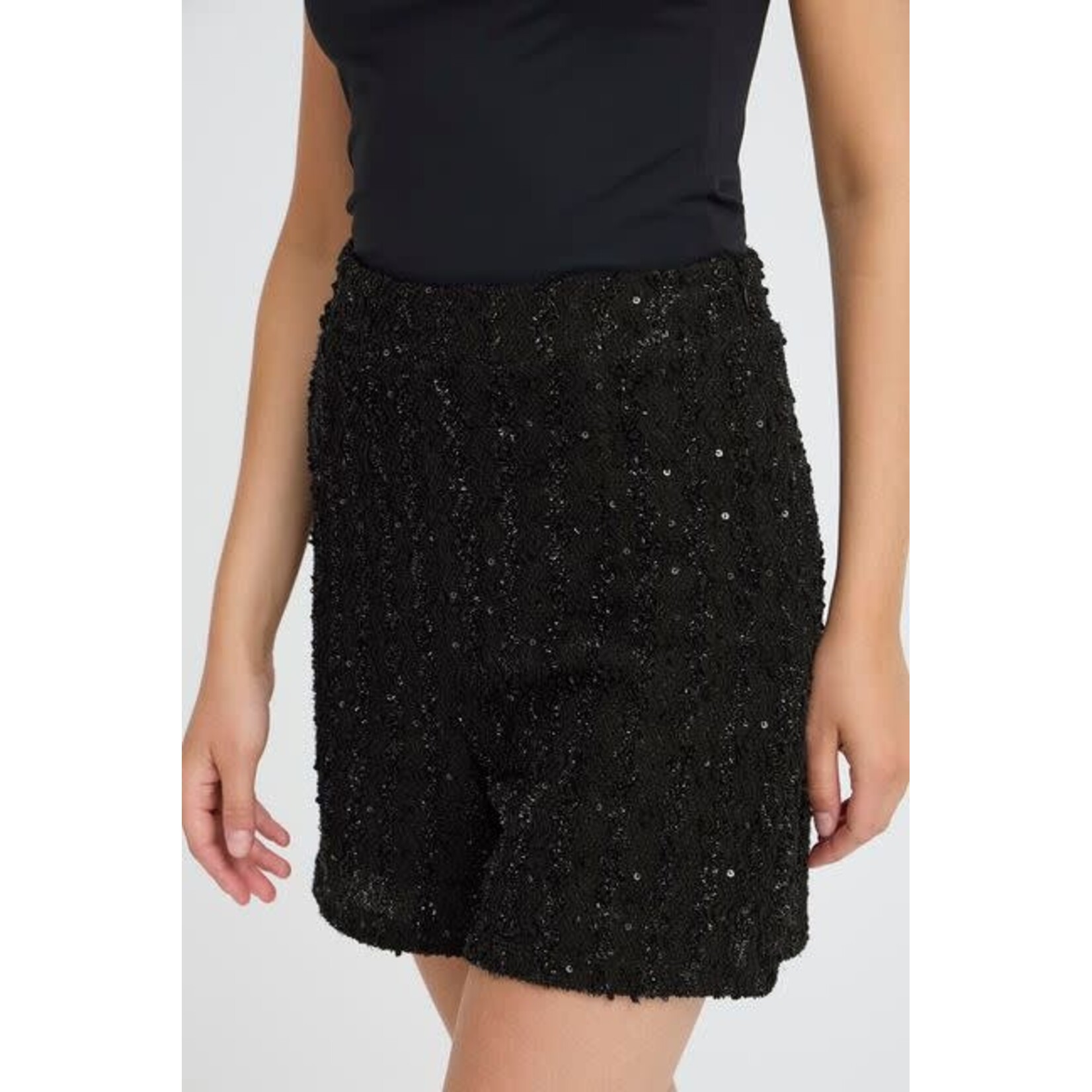 ICHI Ninky short glitter zwart