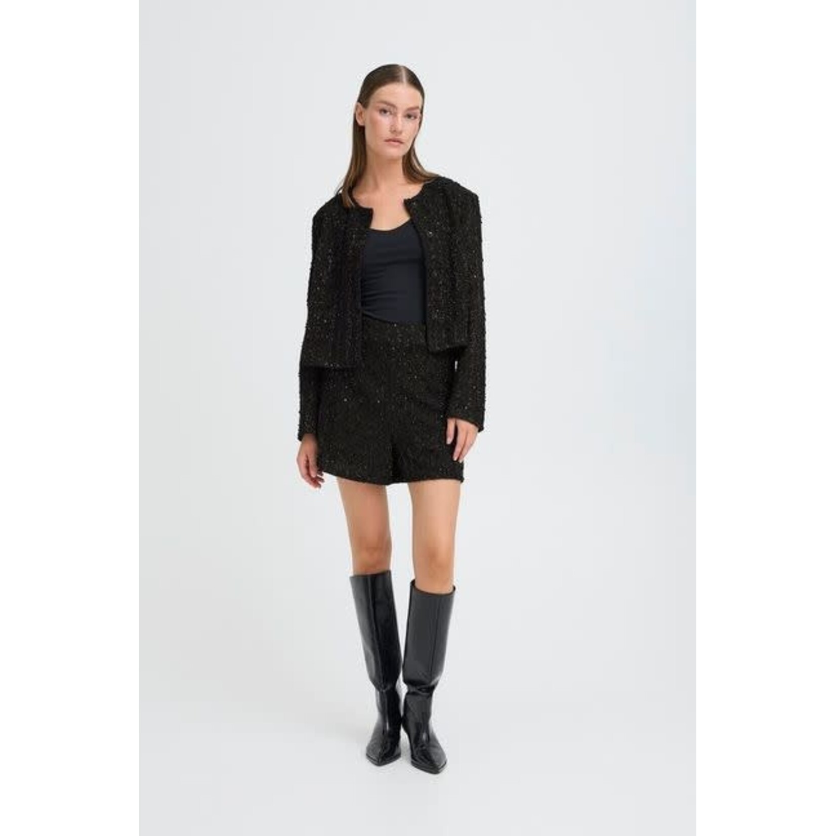 ICHI Ninky short glitter zwart
