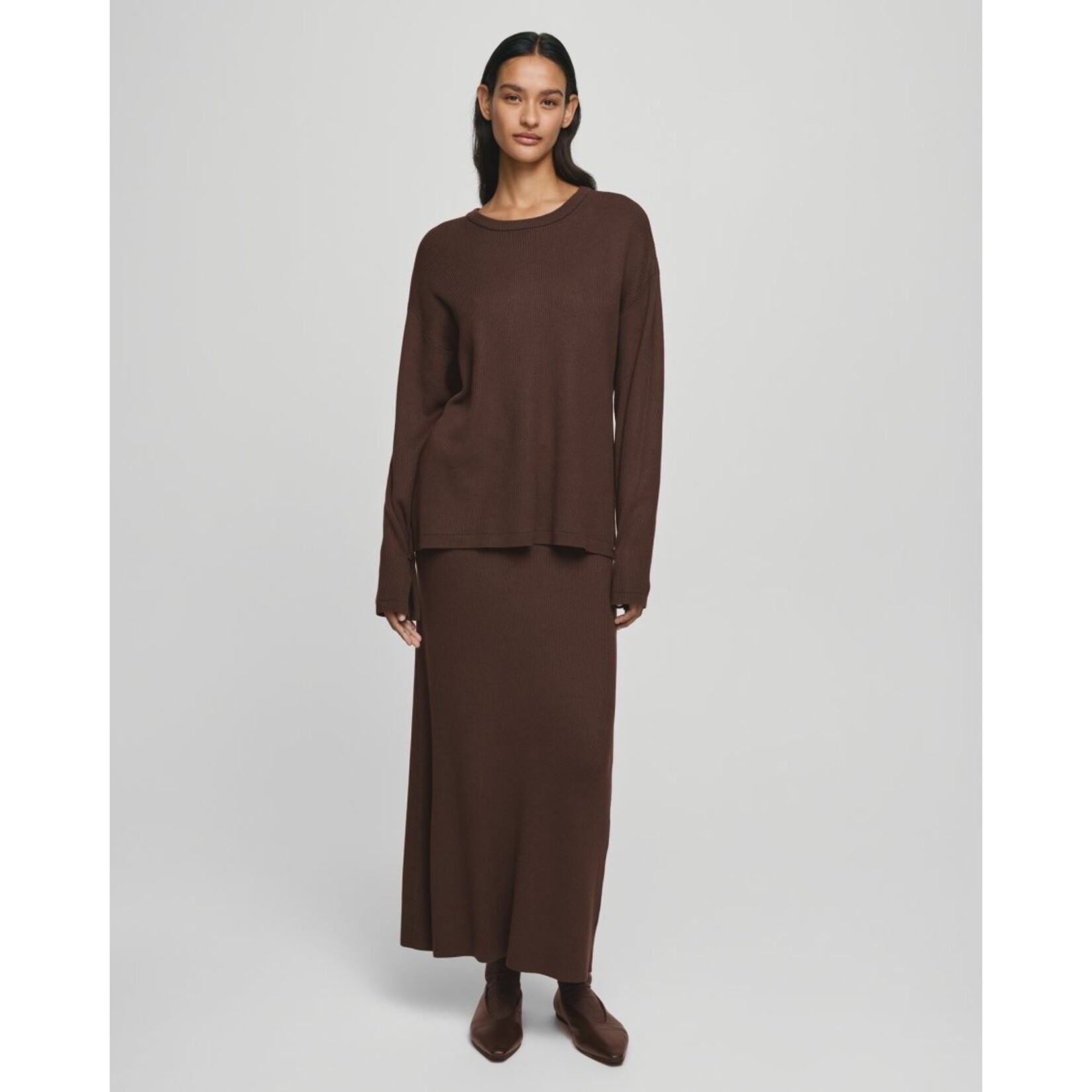 Moss Copenhagen gebreide rok Elfrida bruin