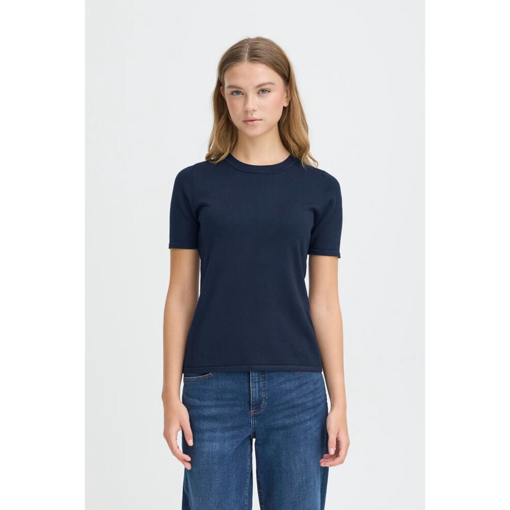 ICHI Ihluls shirt korte mouw navy