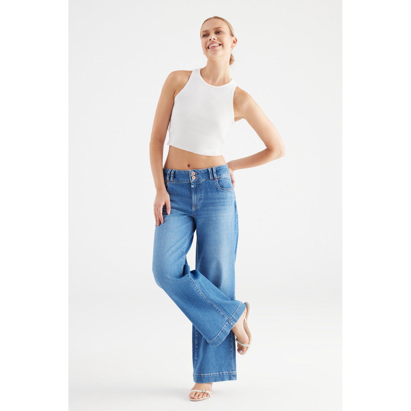 C.O.J. COJ jeans Carlotta wijd blauw