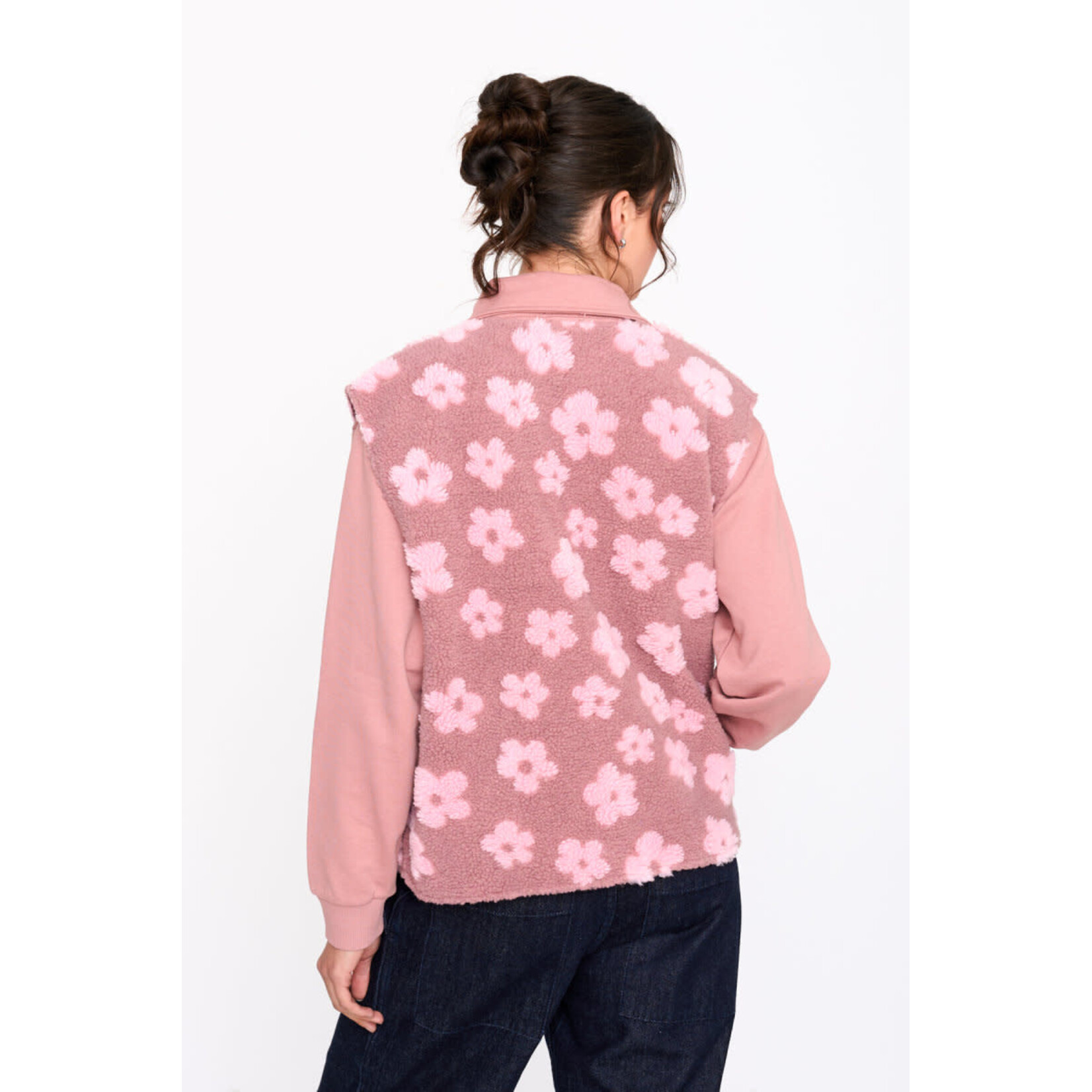24Colours 24Colours teddy gilet flower roze