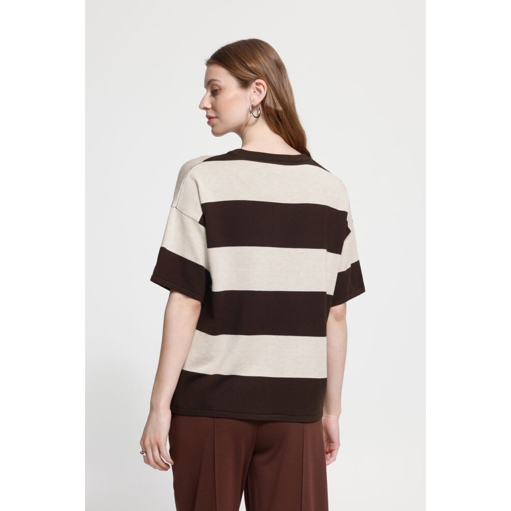 ICHI Ihluls loose shirt streep bruin