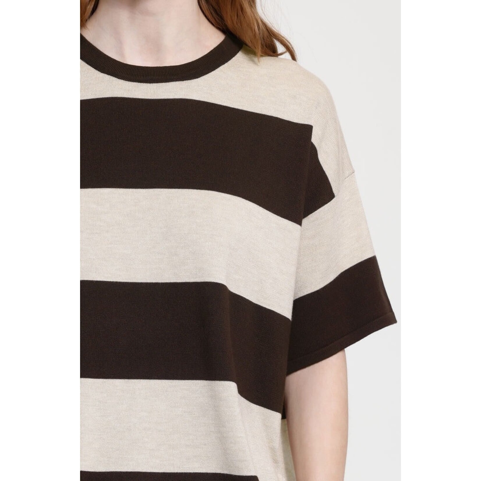 ICHI Ihluls loose shirt streep bruin