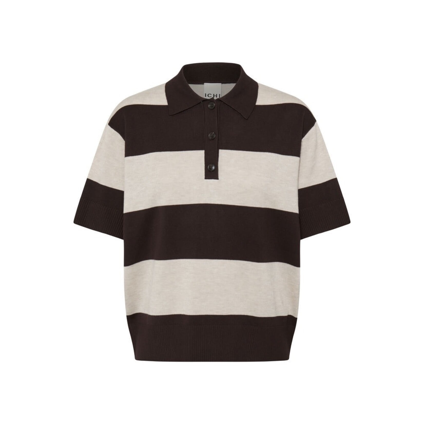 ICHI Ihluls polo shirt bruin streep
