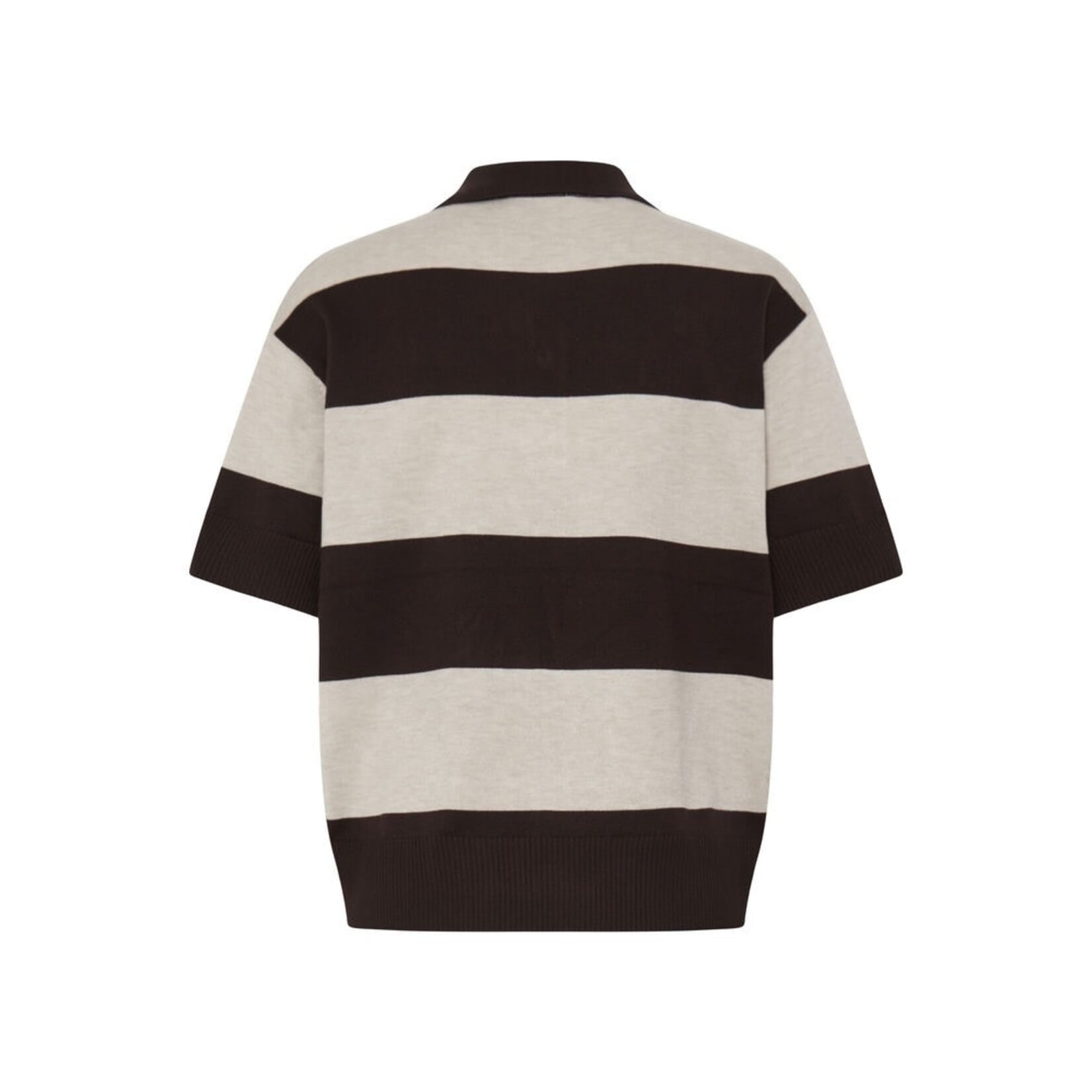 ICHI Ihluls polo shirt bruin streep
