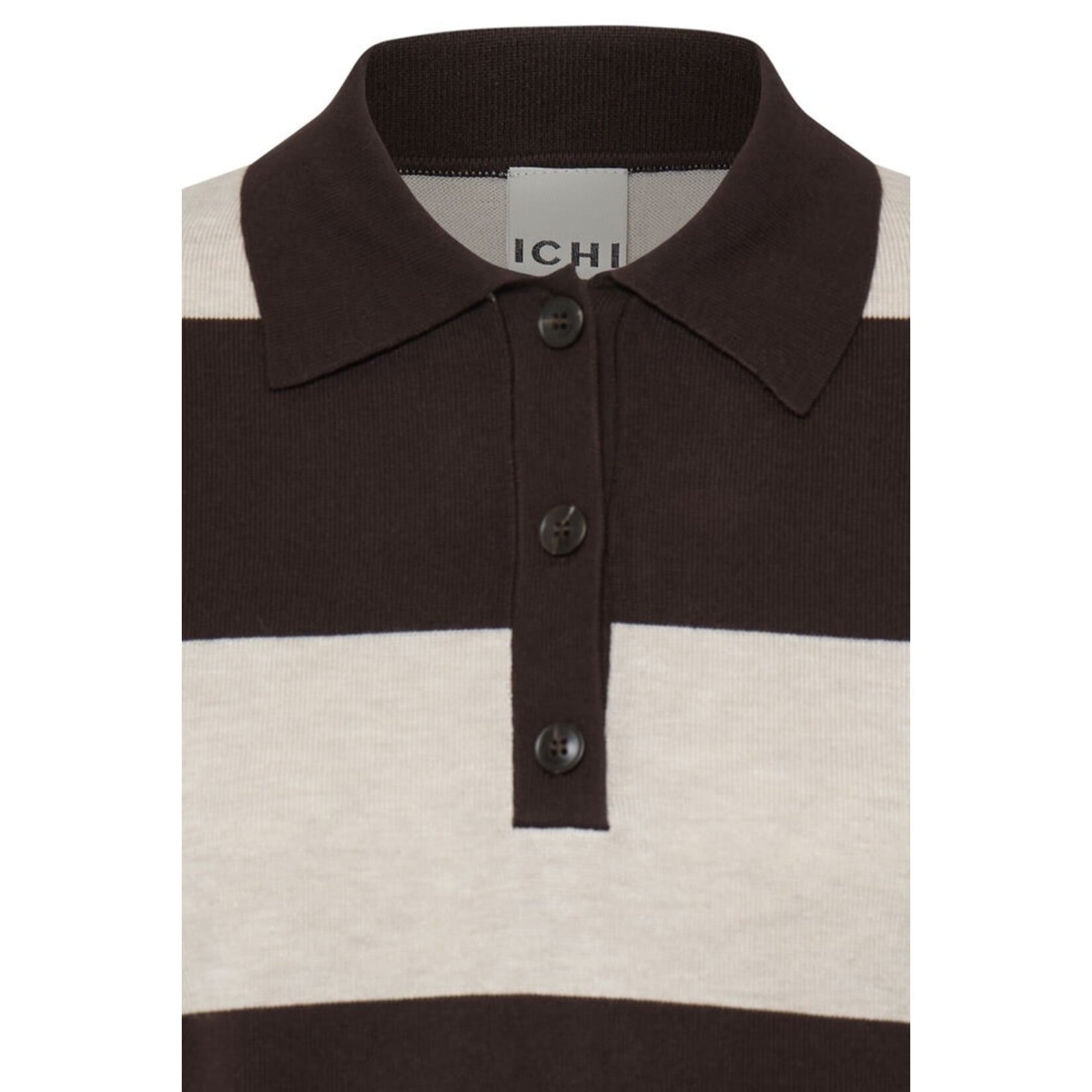 ICHI Ihluls polo shirt bruin streep