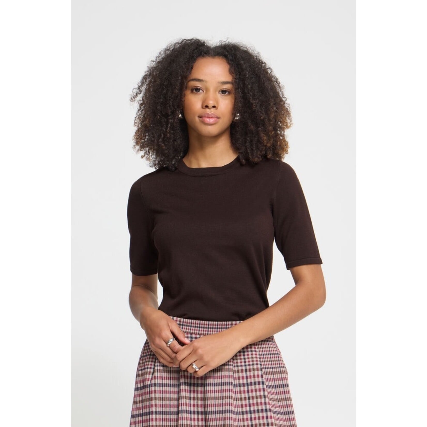 ICHI Ihluls shirt korte mouw bruin