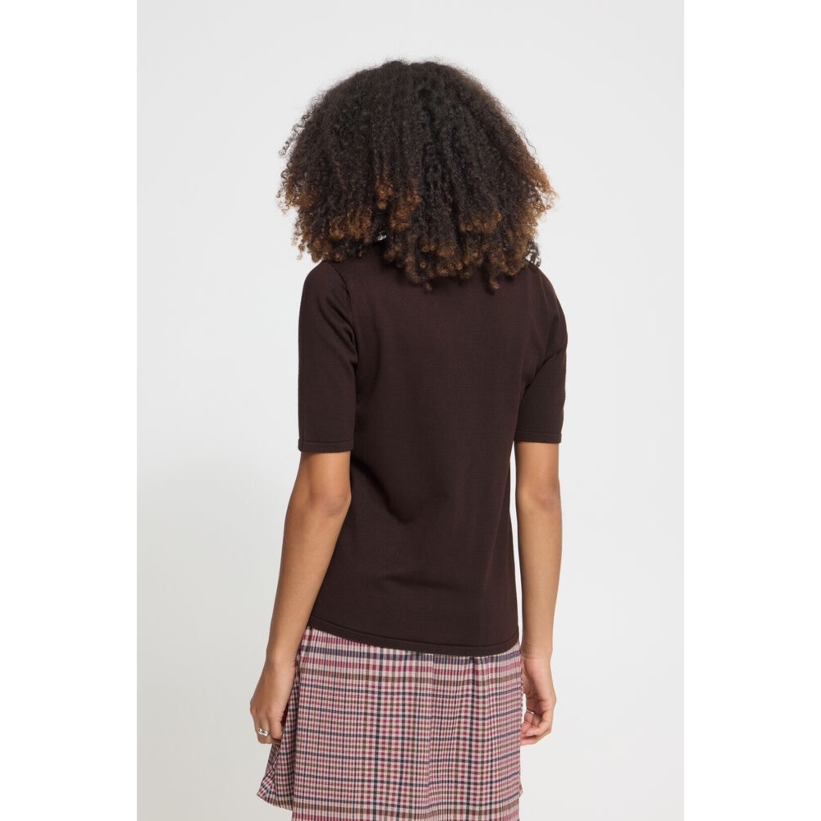 ICHI Ihluls shirt korte mouw bruin