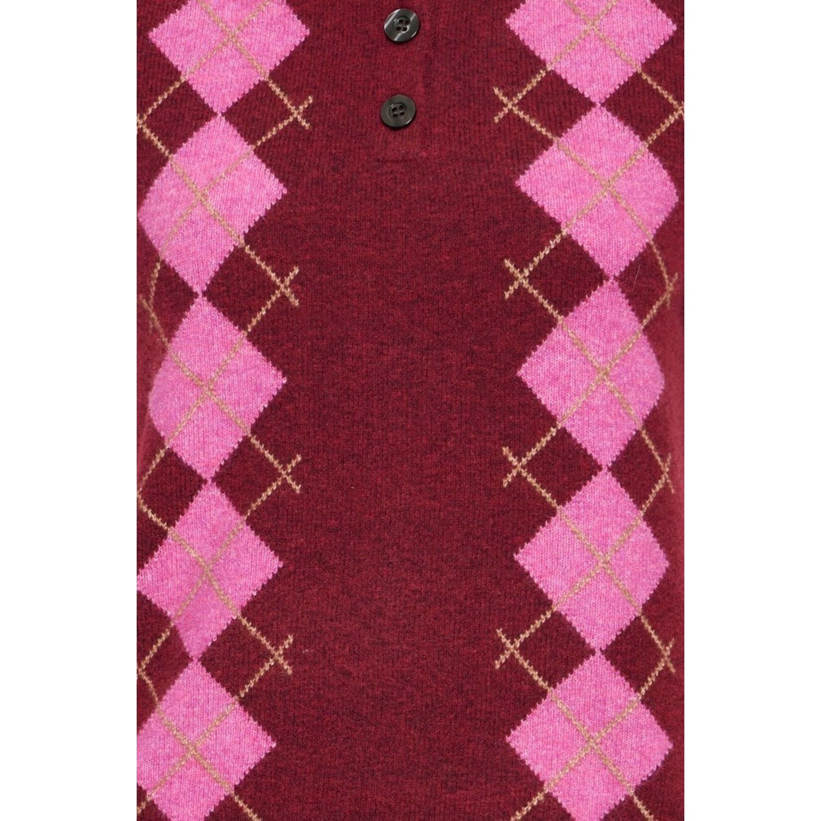 ICHI Ihdasila polo gebreid ruit roze