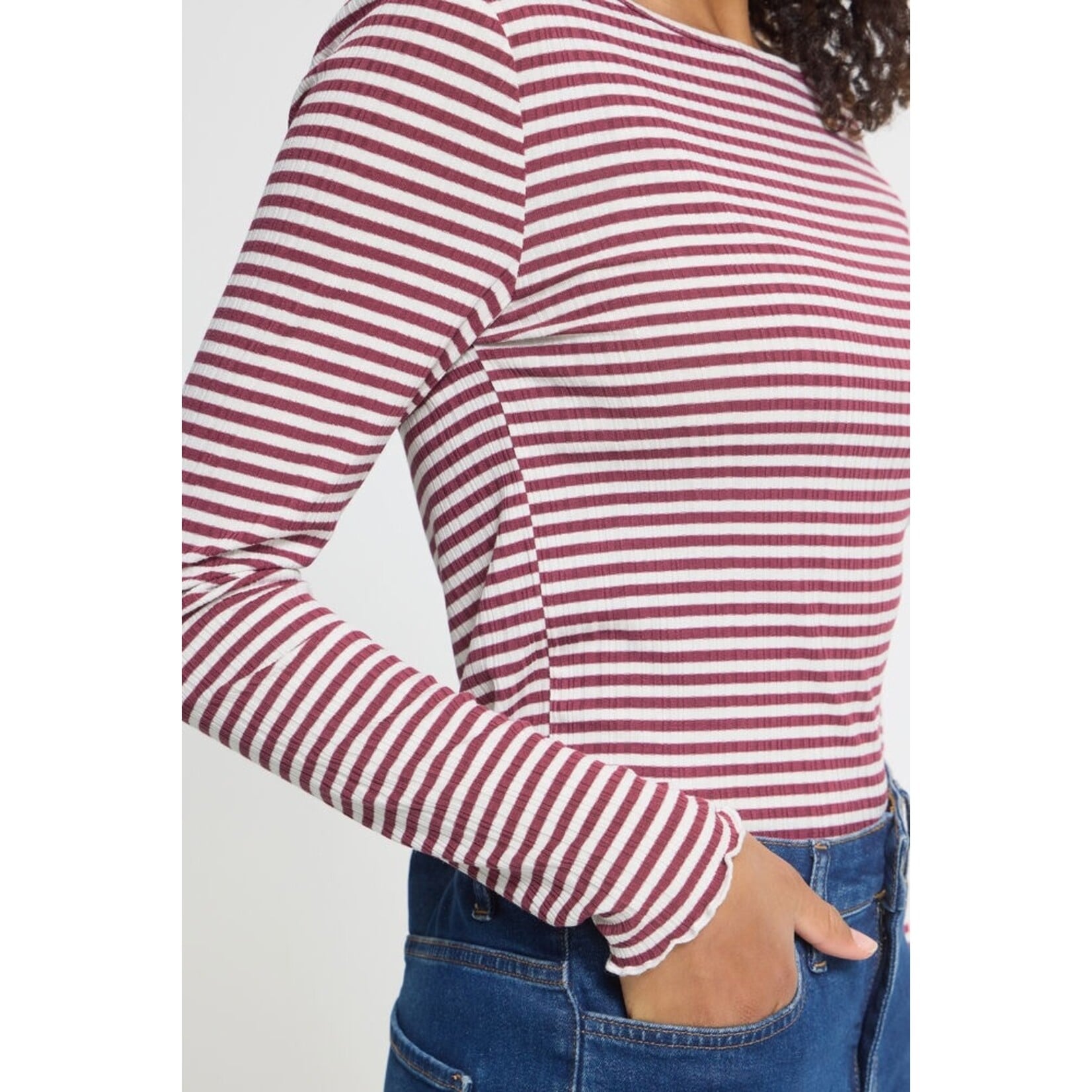 ICHI Ihcella long sleeve top  streep rood