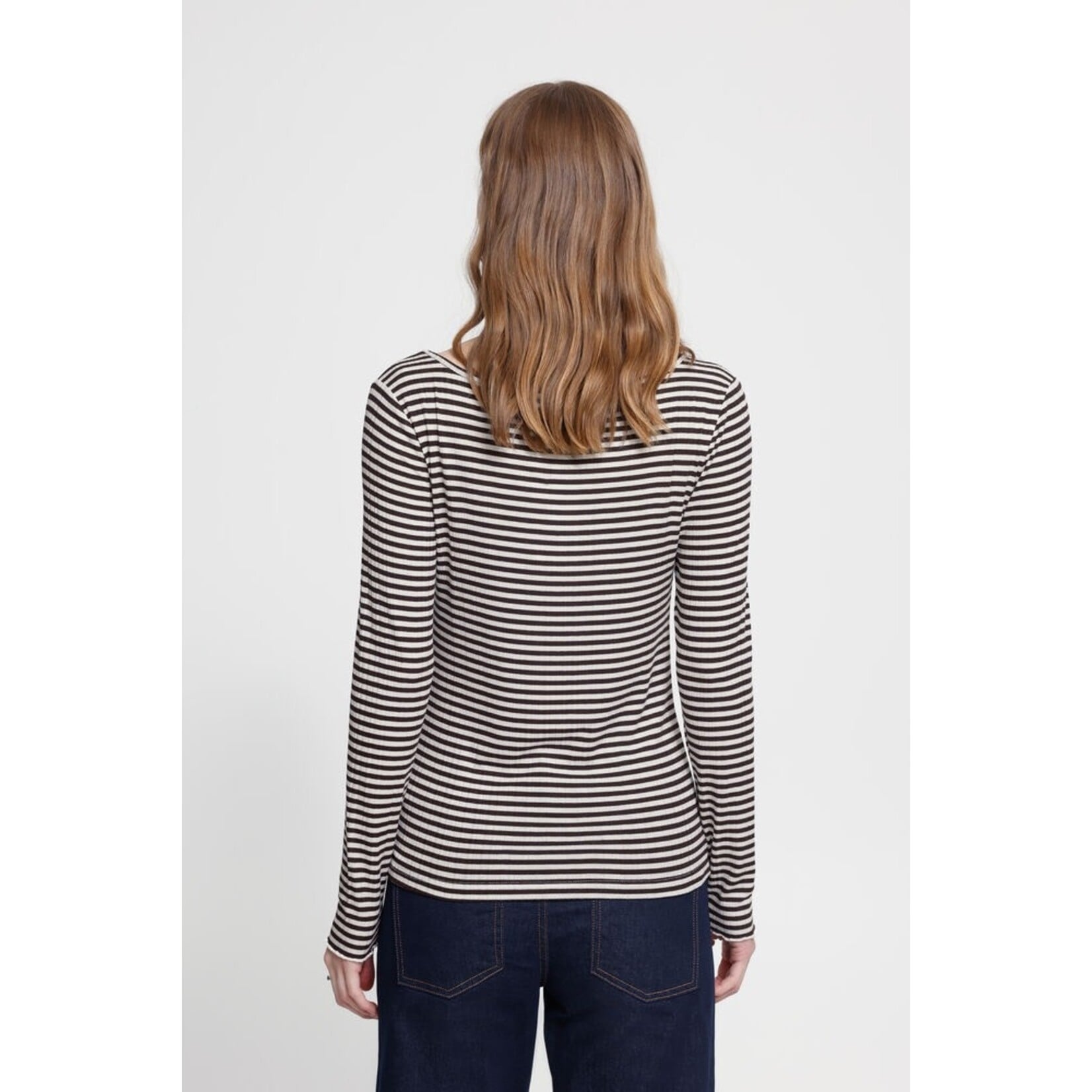 ICHI Ihcella long sleeve top  streep bruin