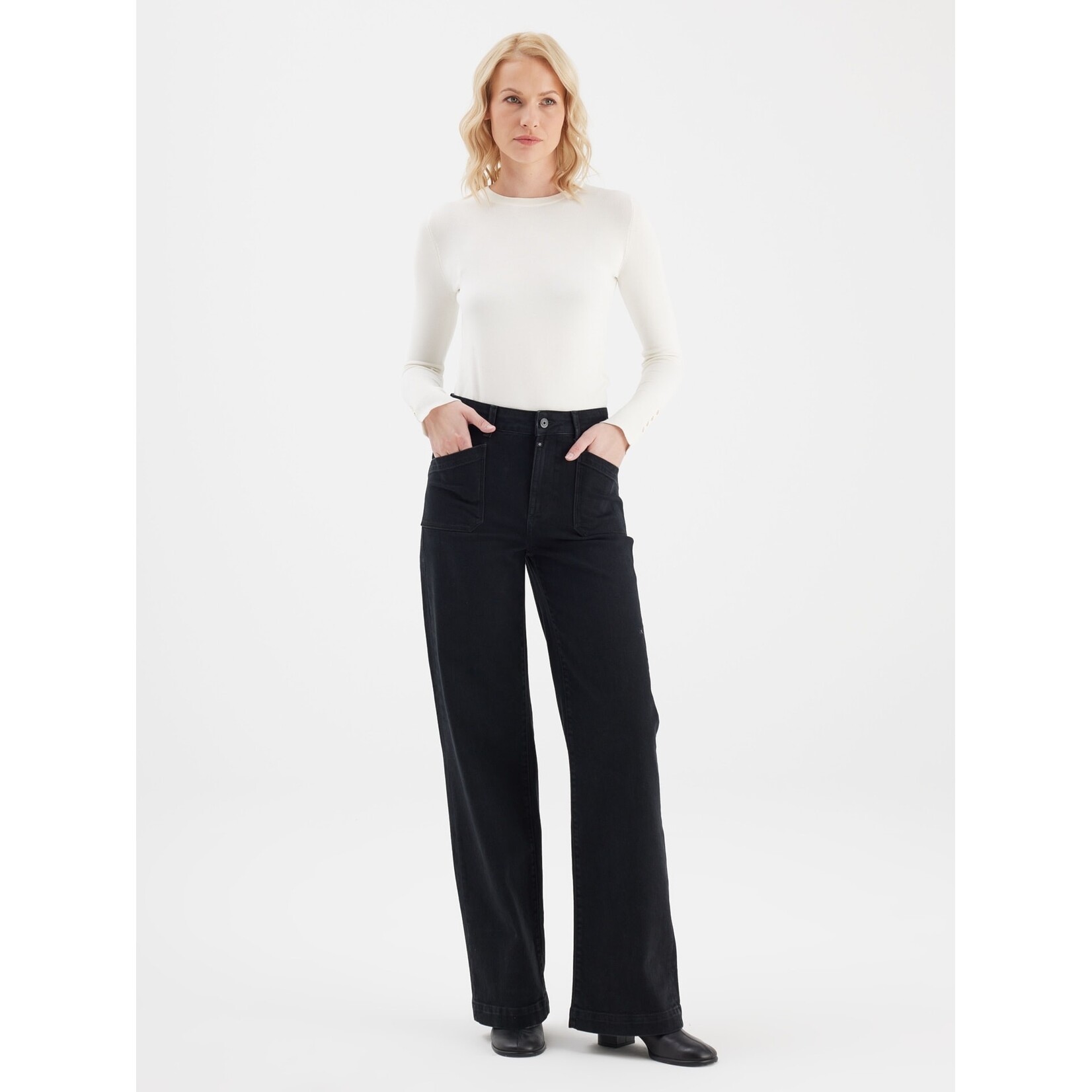 C.O.J. COJ Mira wide jeans zwart