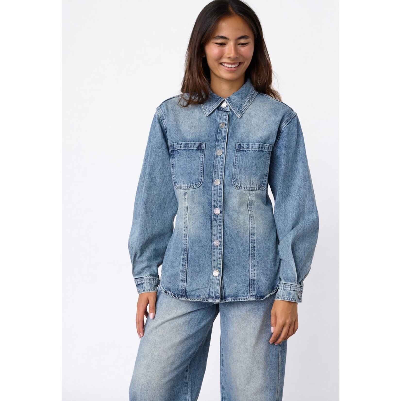 Sisters Point Fiora denim blouse blauw