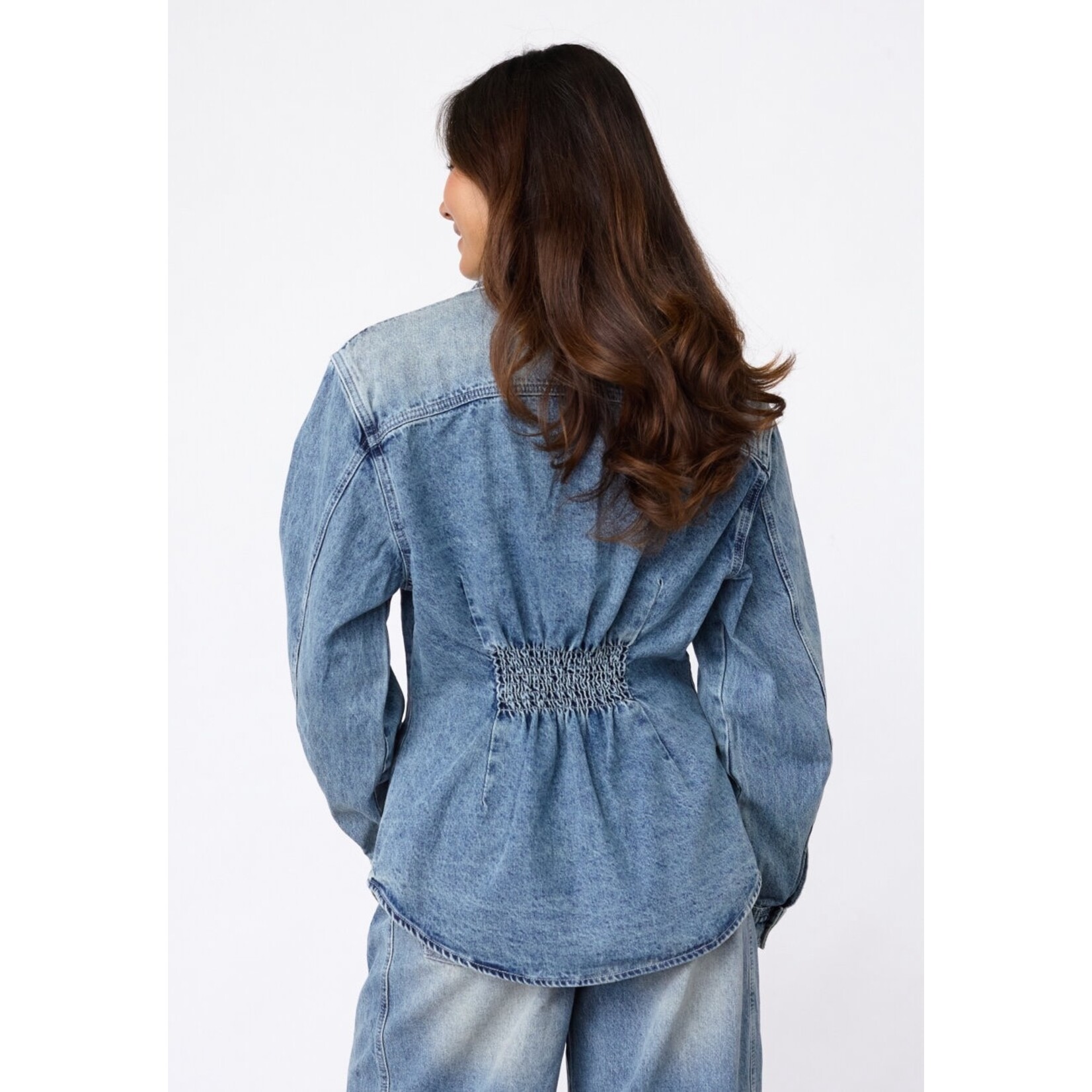 Sisters Point Fiora denim blouse blauw